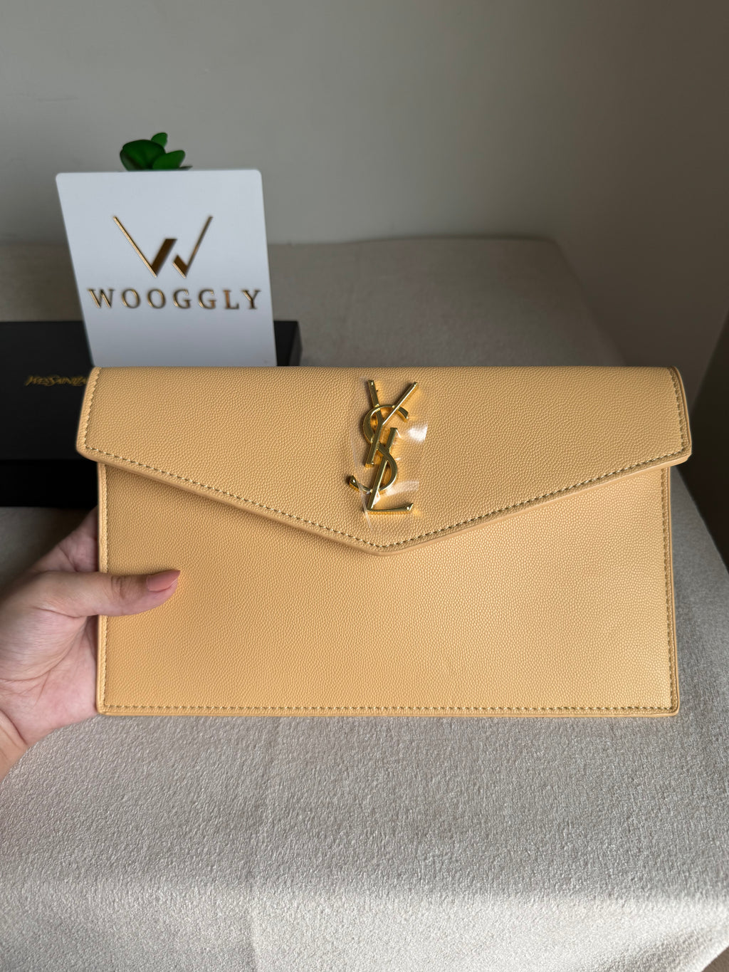 Premium Quality YSL Pouch with Box Packing - Butter Yellow