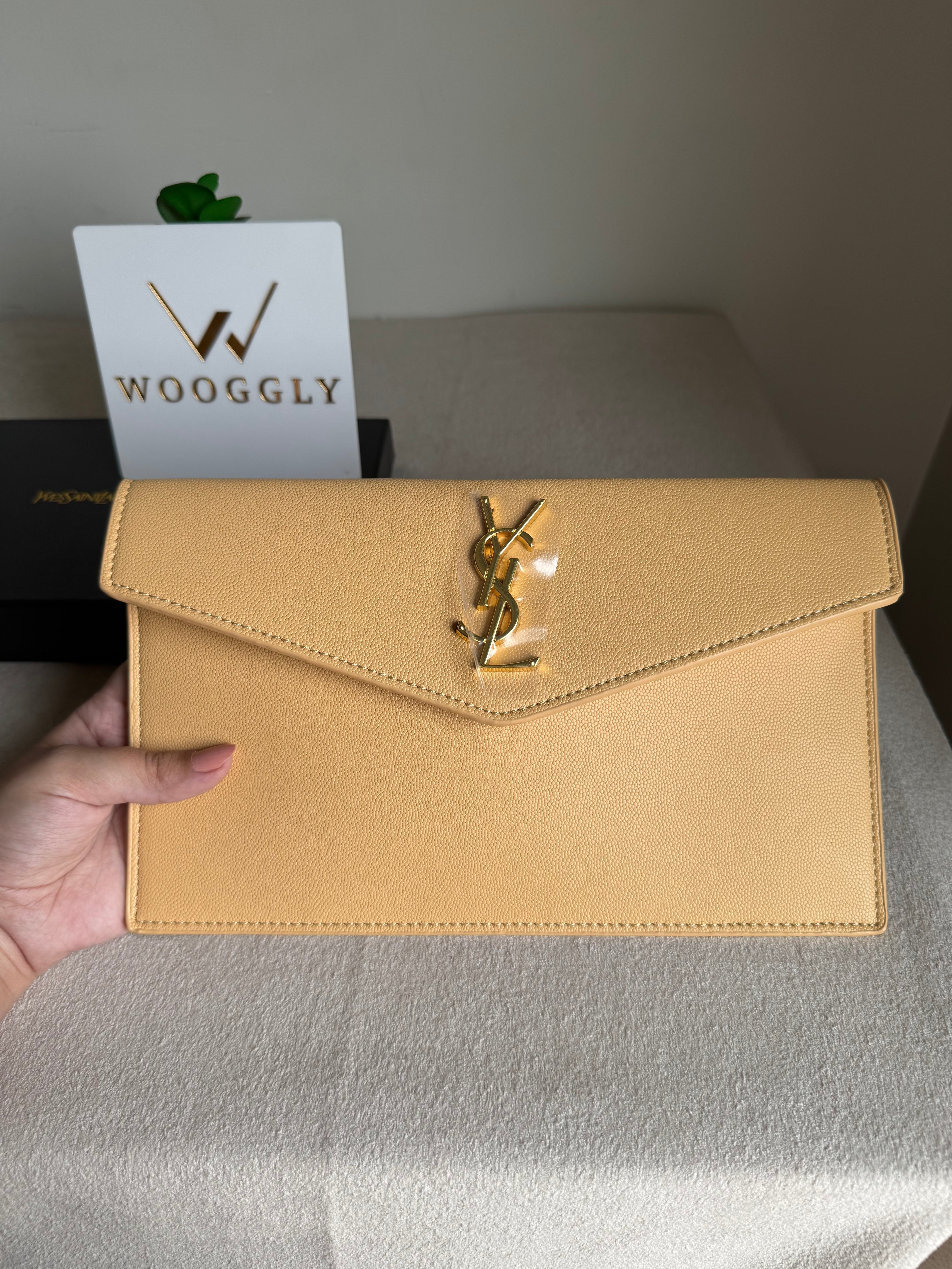 Premium Quality YSL Pouch with Box Packing - Butter Yellow