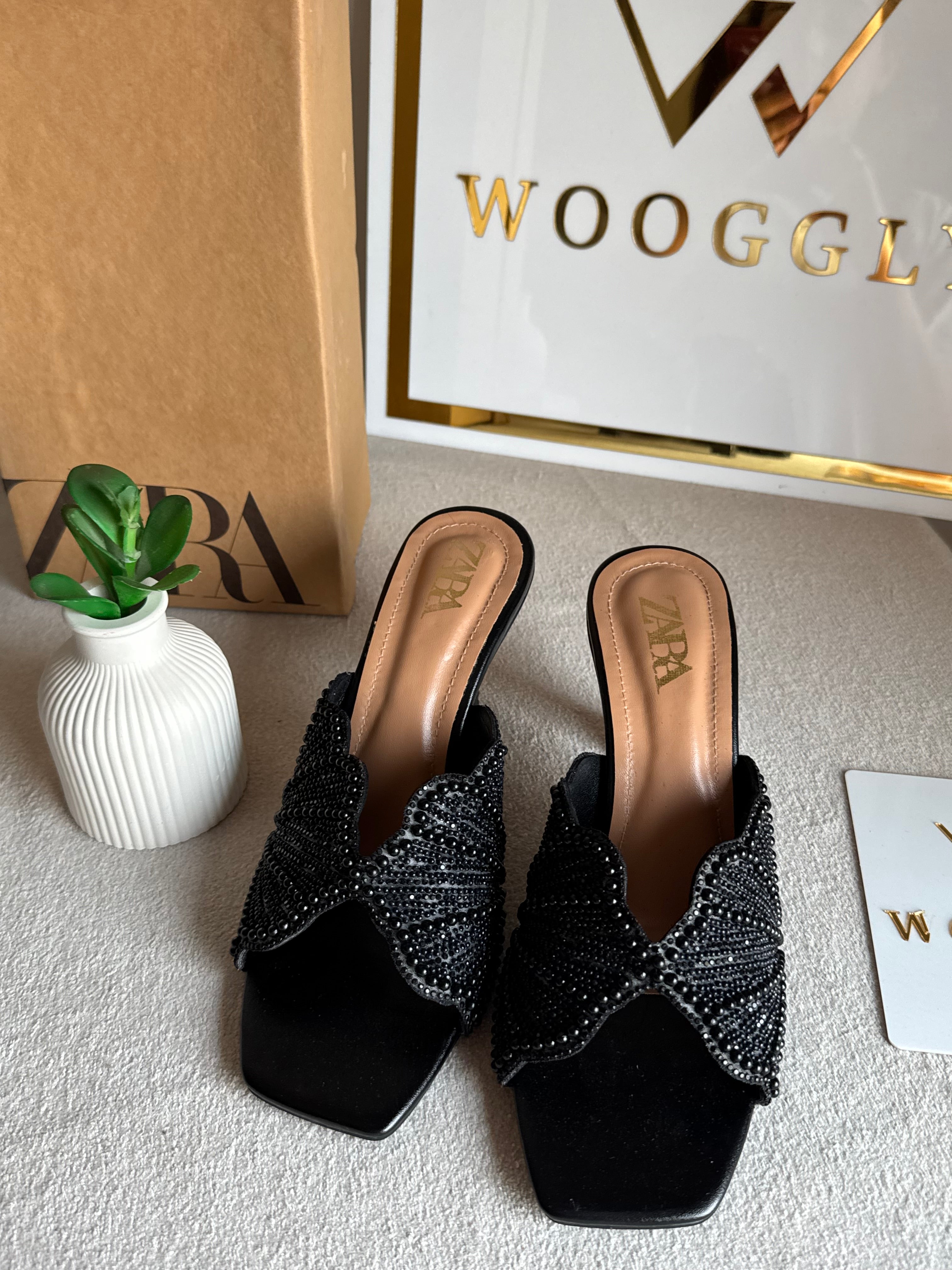 Viral Zara Faux Heels BLACK with Brand Box