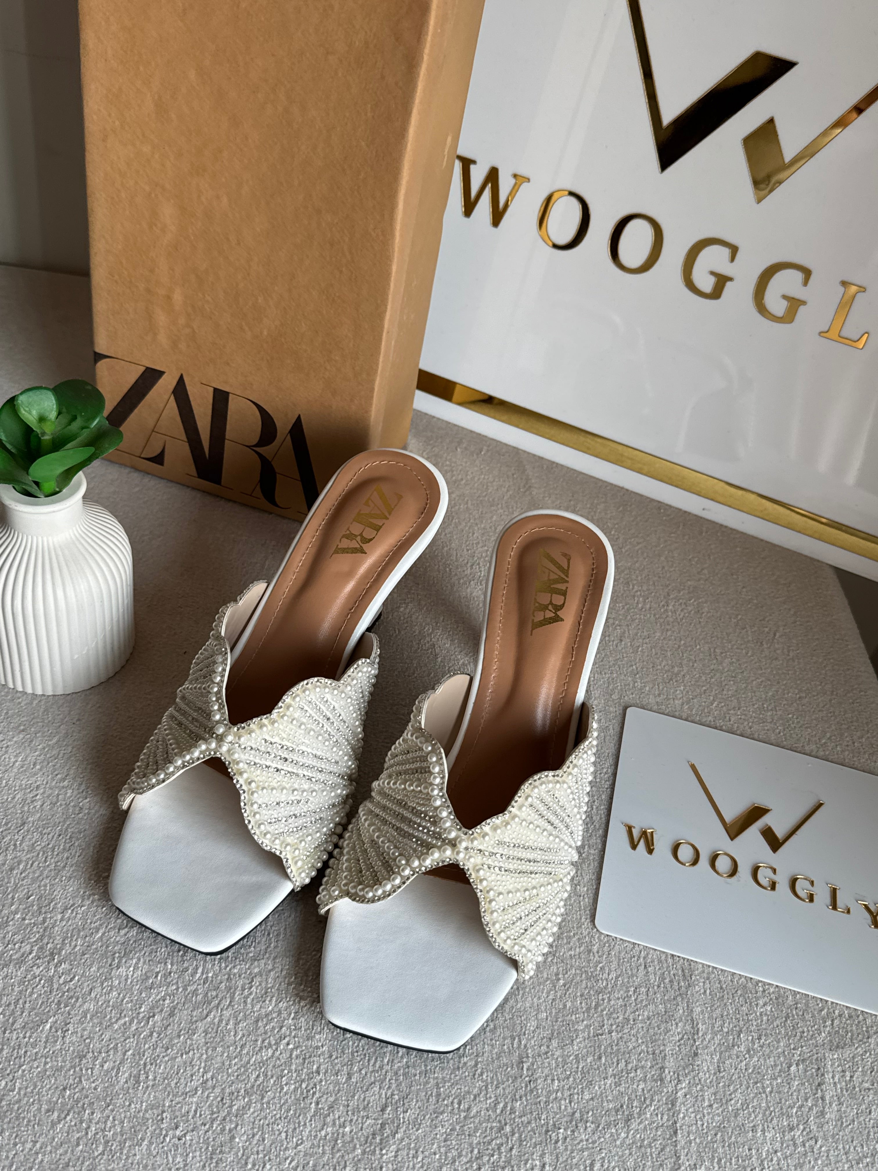 Viral Zara Faux Heels WHITE with Brand Box