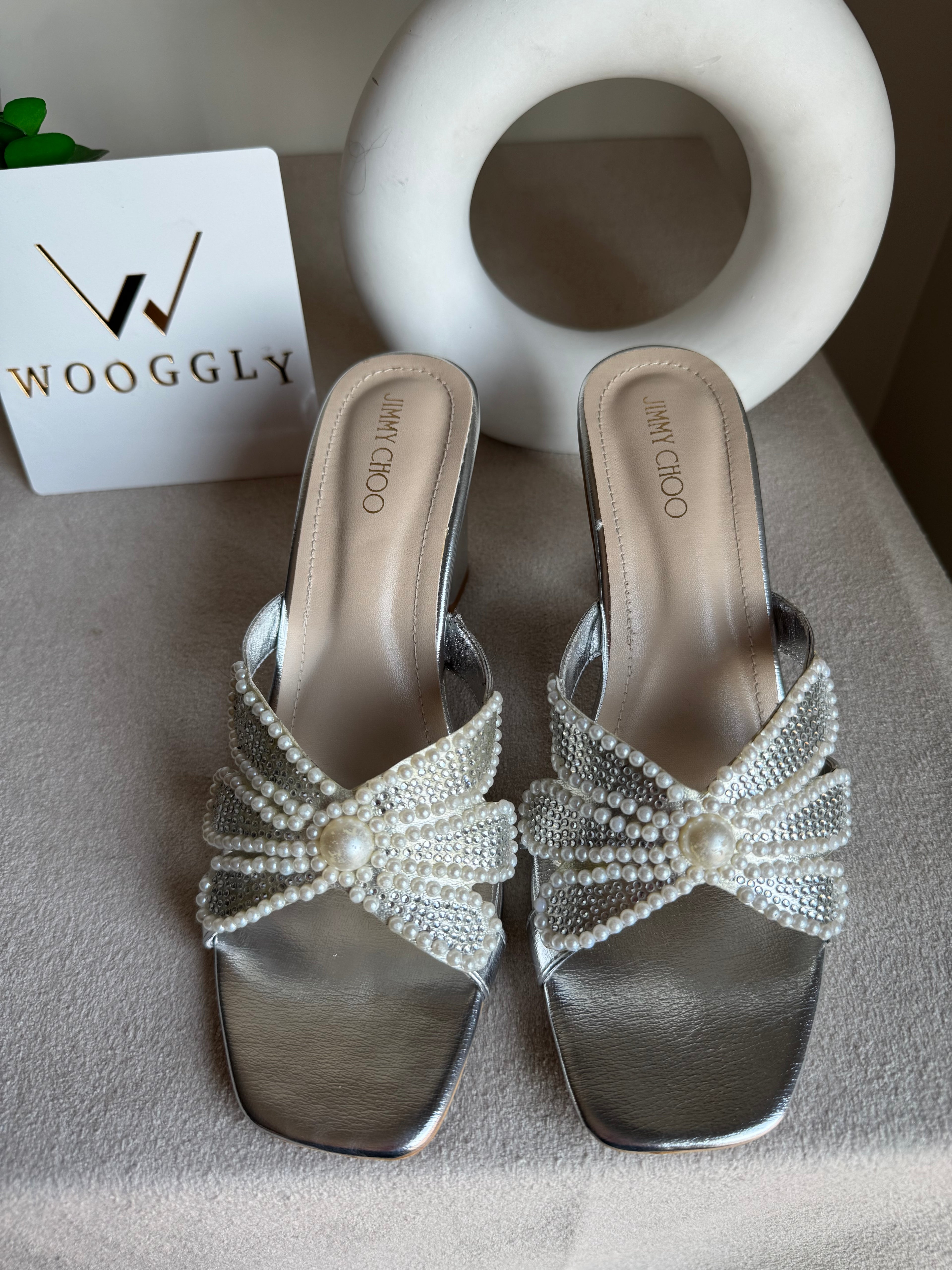 Jimmy Choo Pearl Heels - Silver