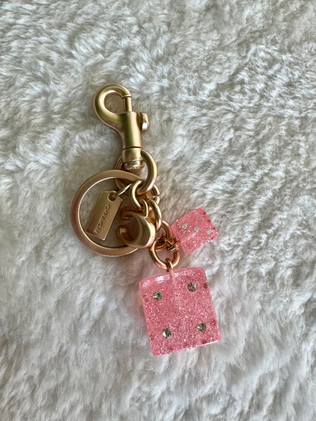 PREMIUM Coach Dice Bag Charm - Pink