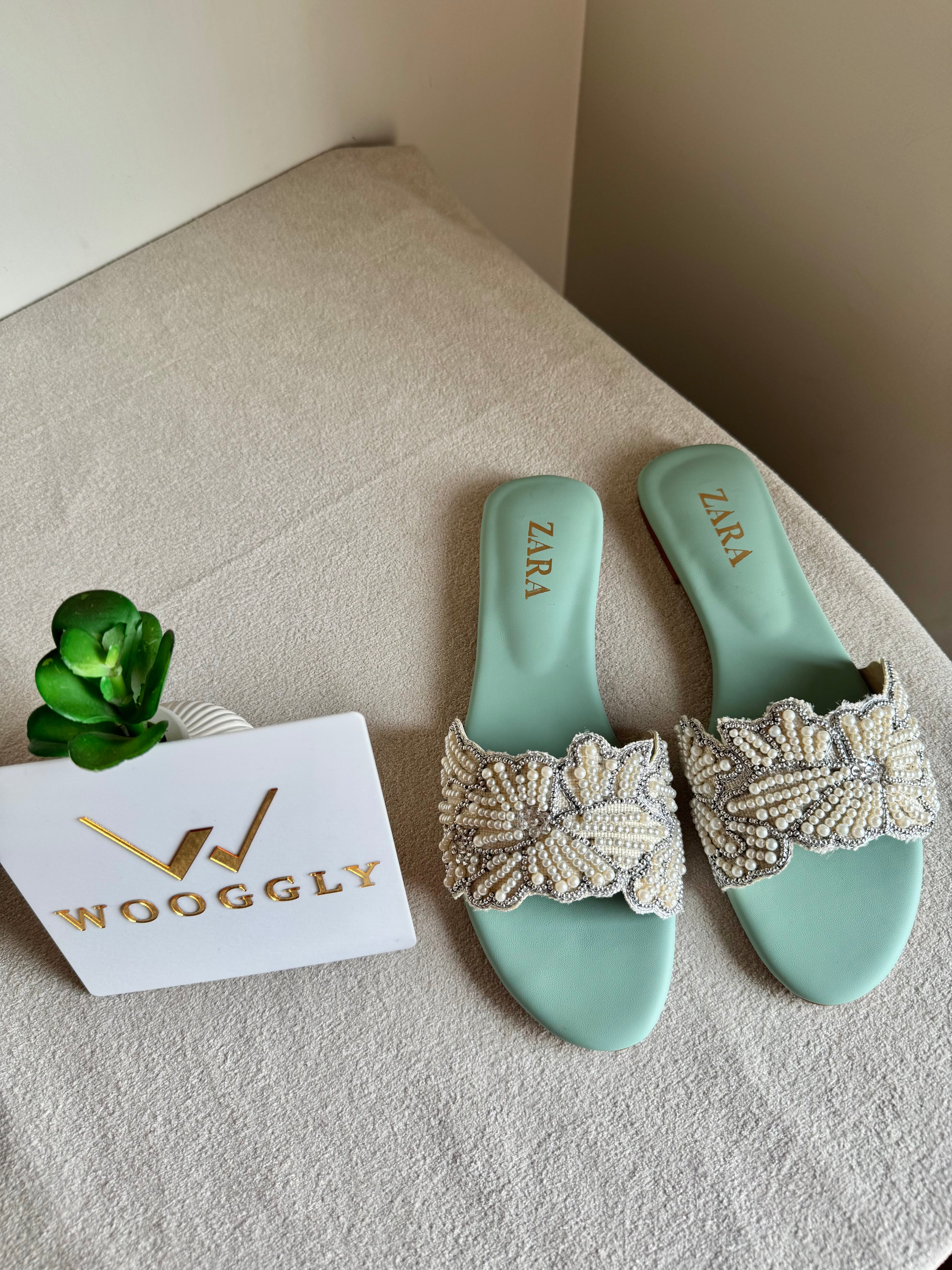Zara Sugar Bloom Slides - Turquoise