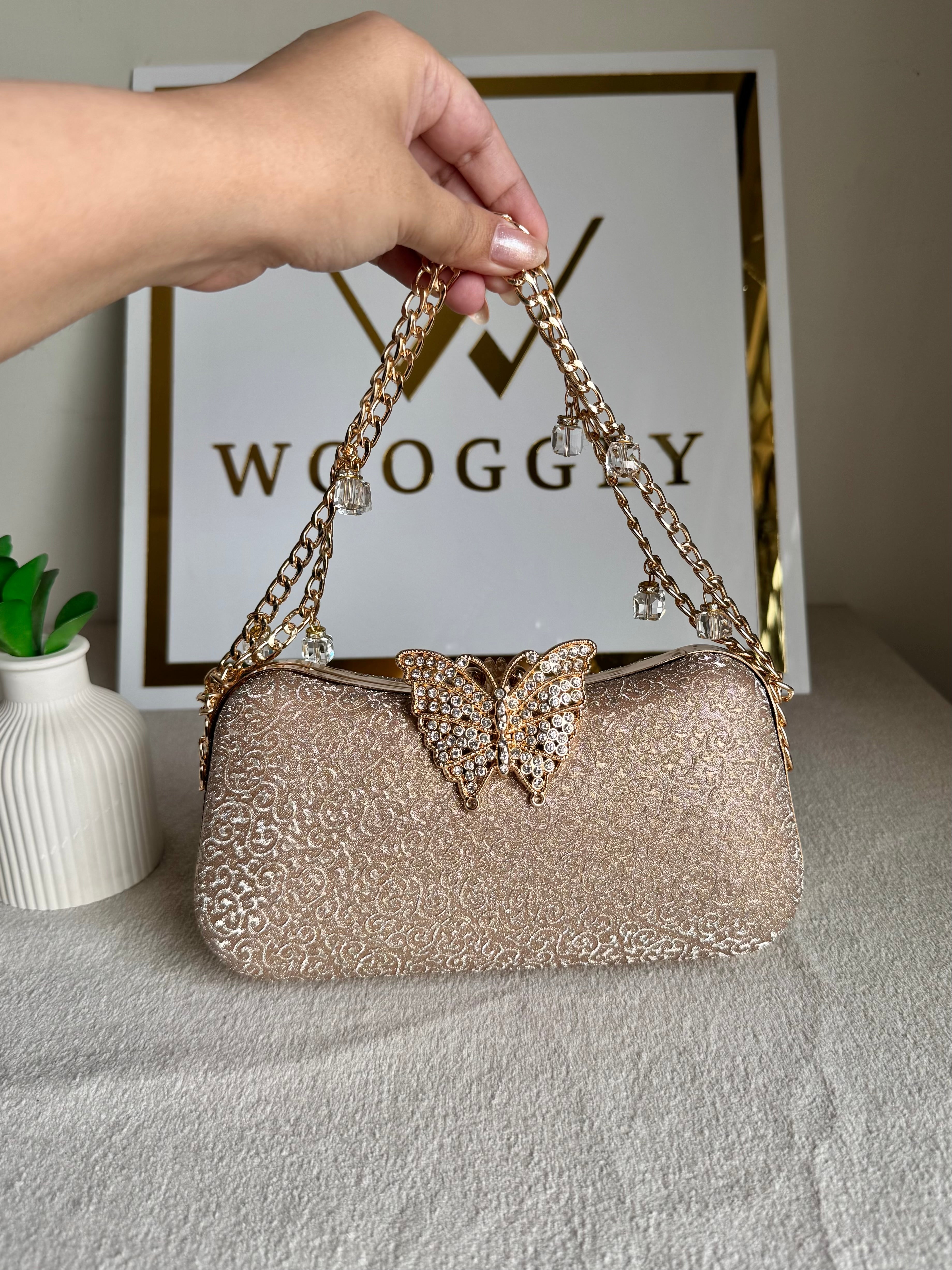 Rosy Butterfly Clutch (Rose Gold)