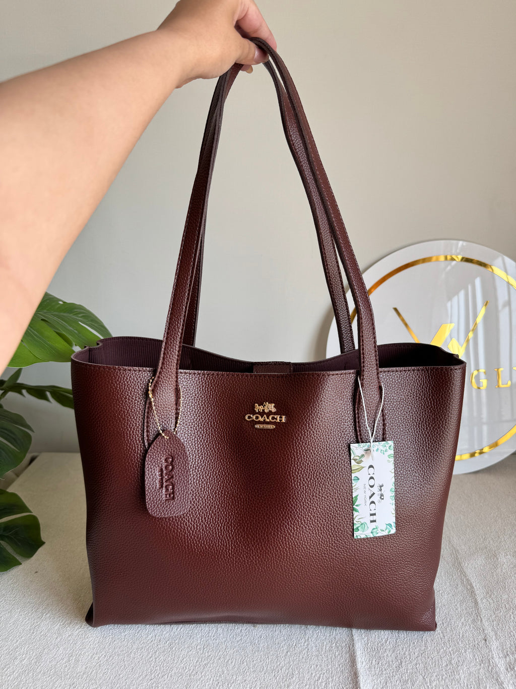 COACH Solid Tote Bag - Chocolate Brown