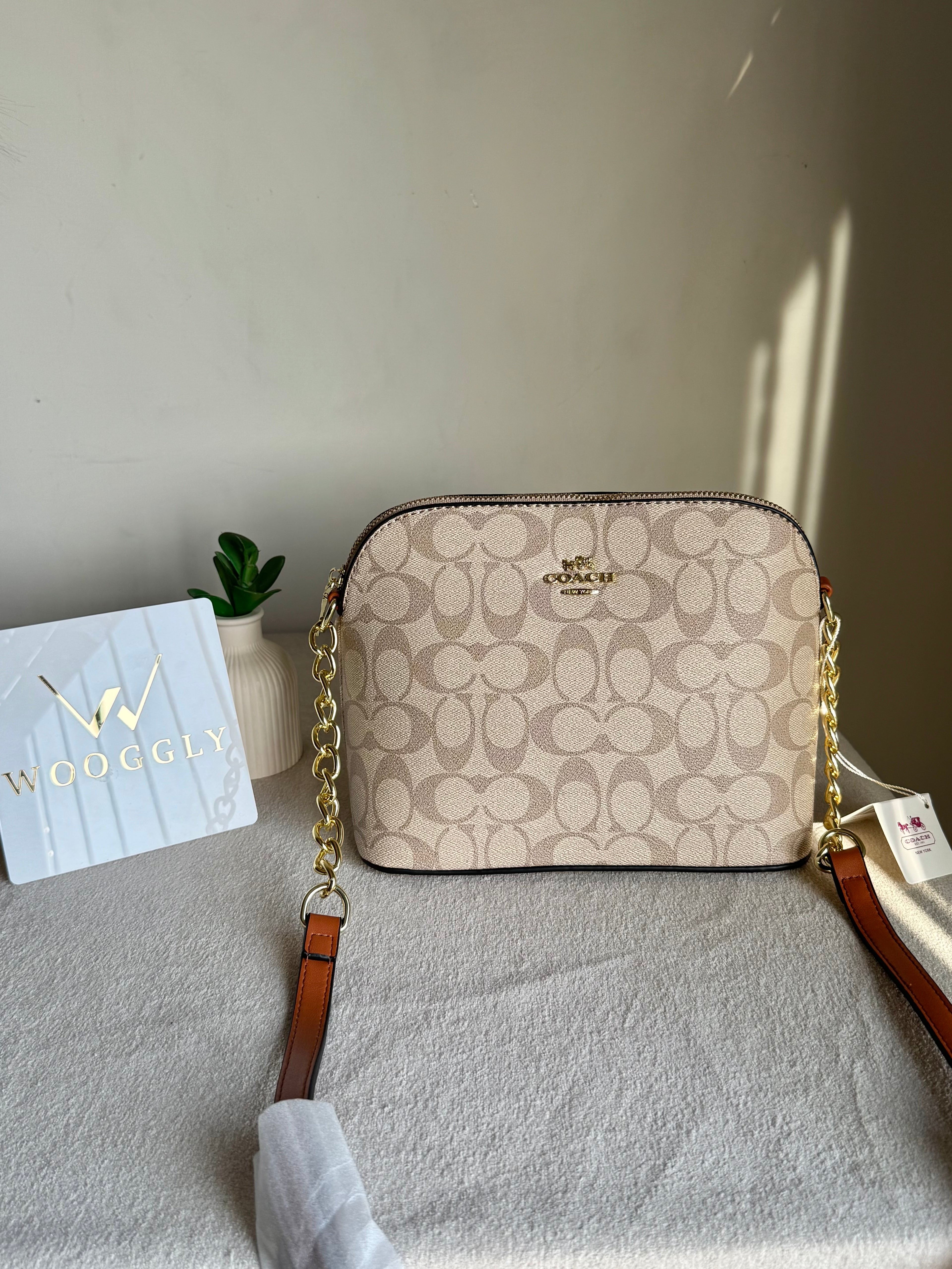 COACH Premium Crossbody Bag - Beige & Brown