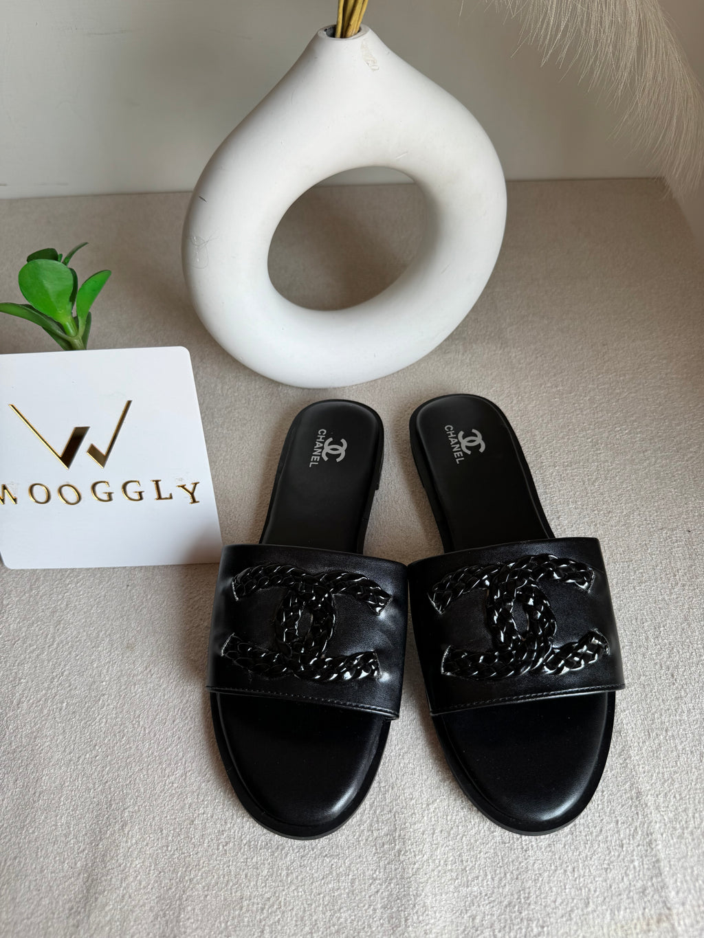 Chanel Essential Black Slides