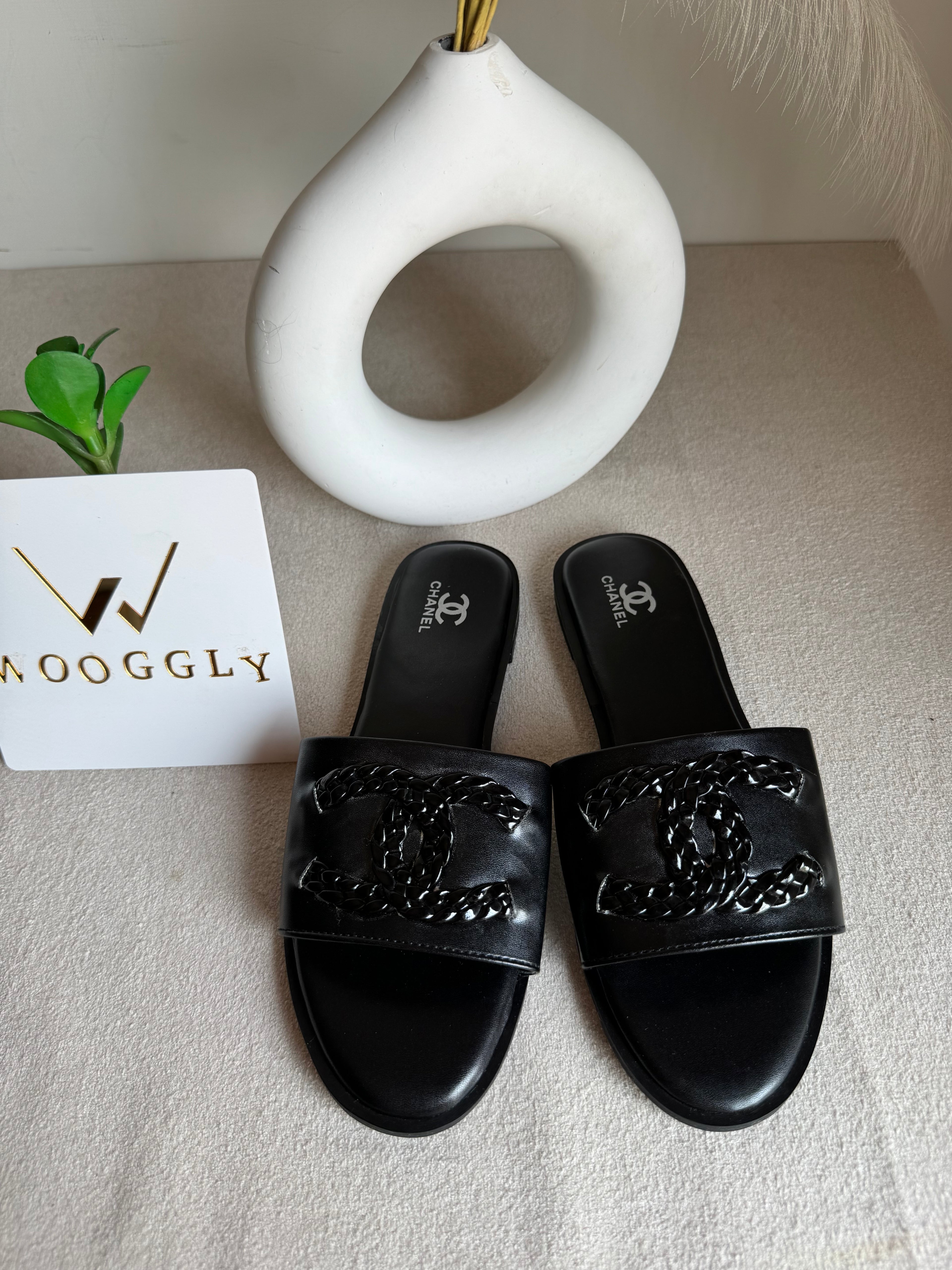 Chanel Essential Black Slides