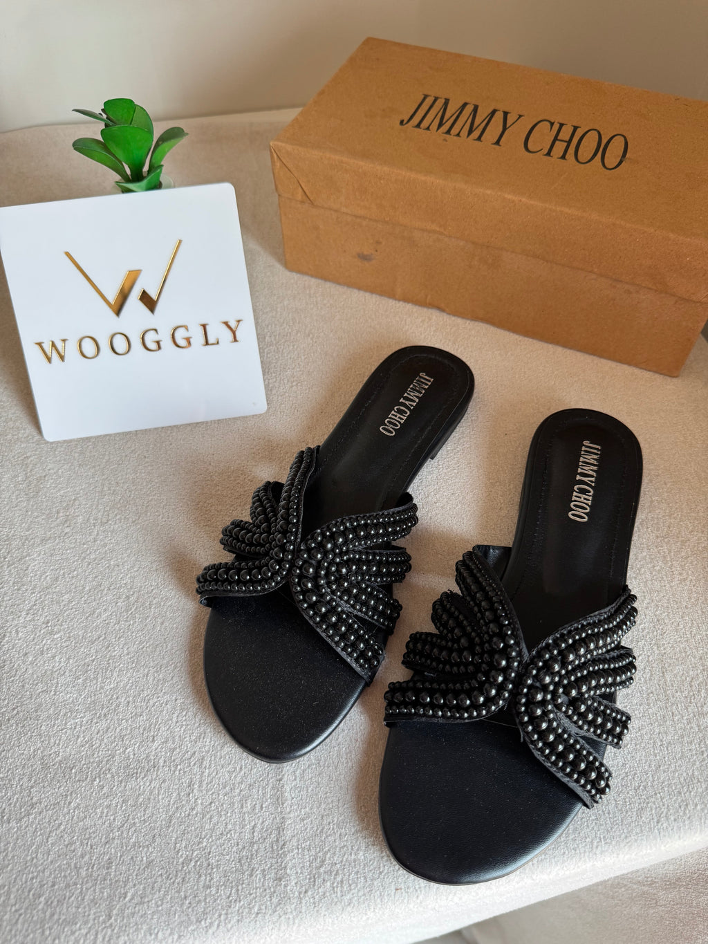 Jimmy Choo Pearl Slides - Black