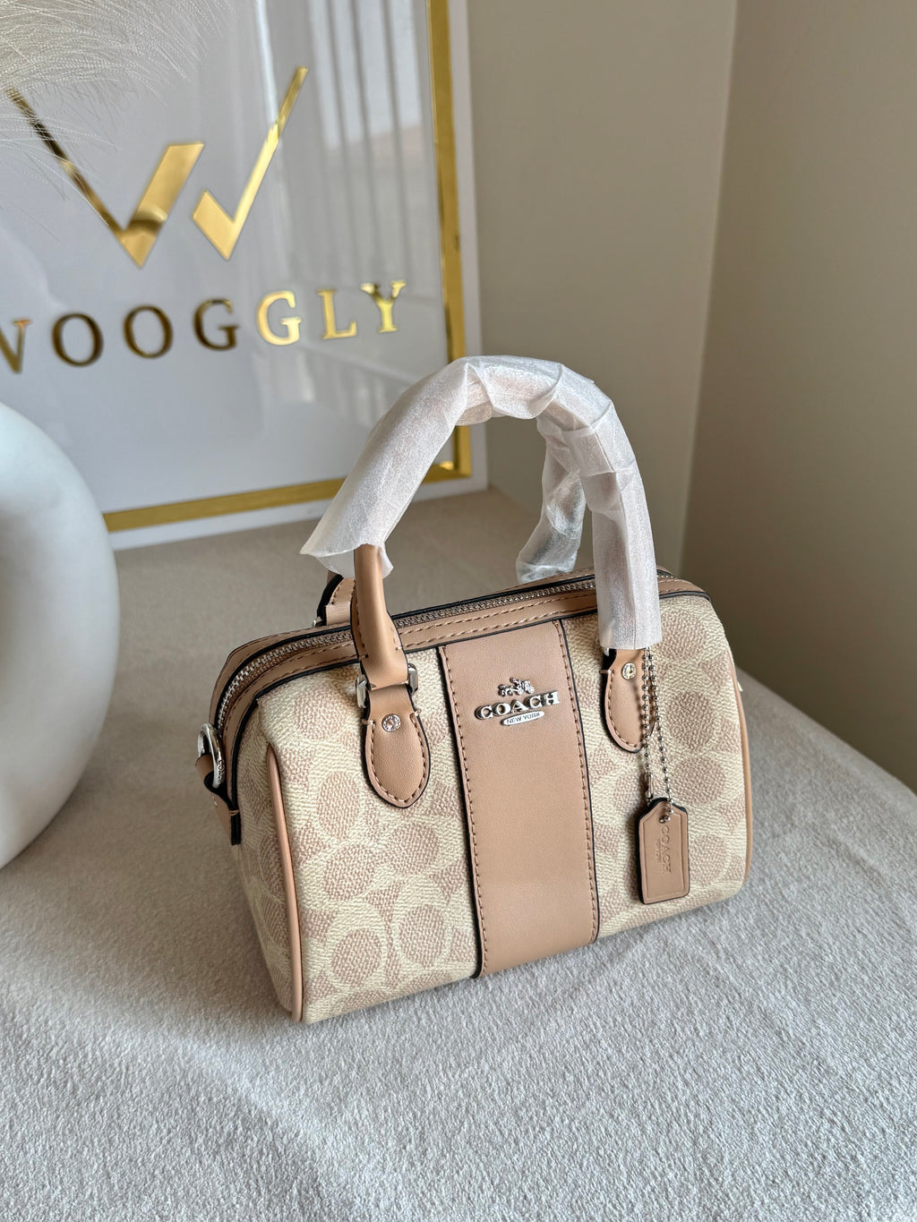 COACH Mini Duffle Bag PREMIUM with Long Strap (Beige) - BOX PACKING