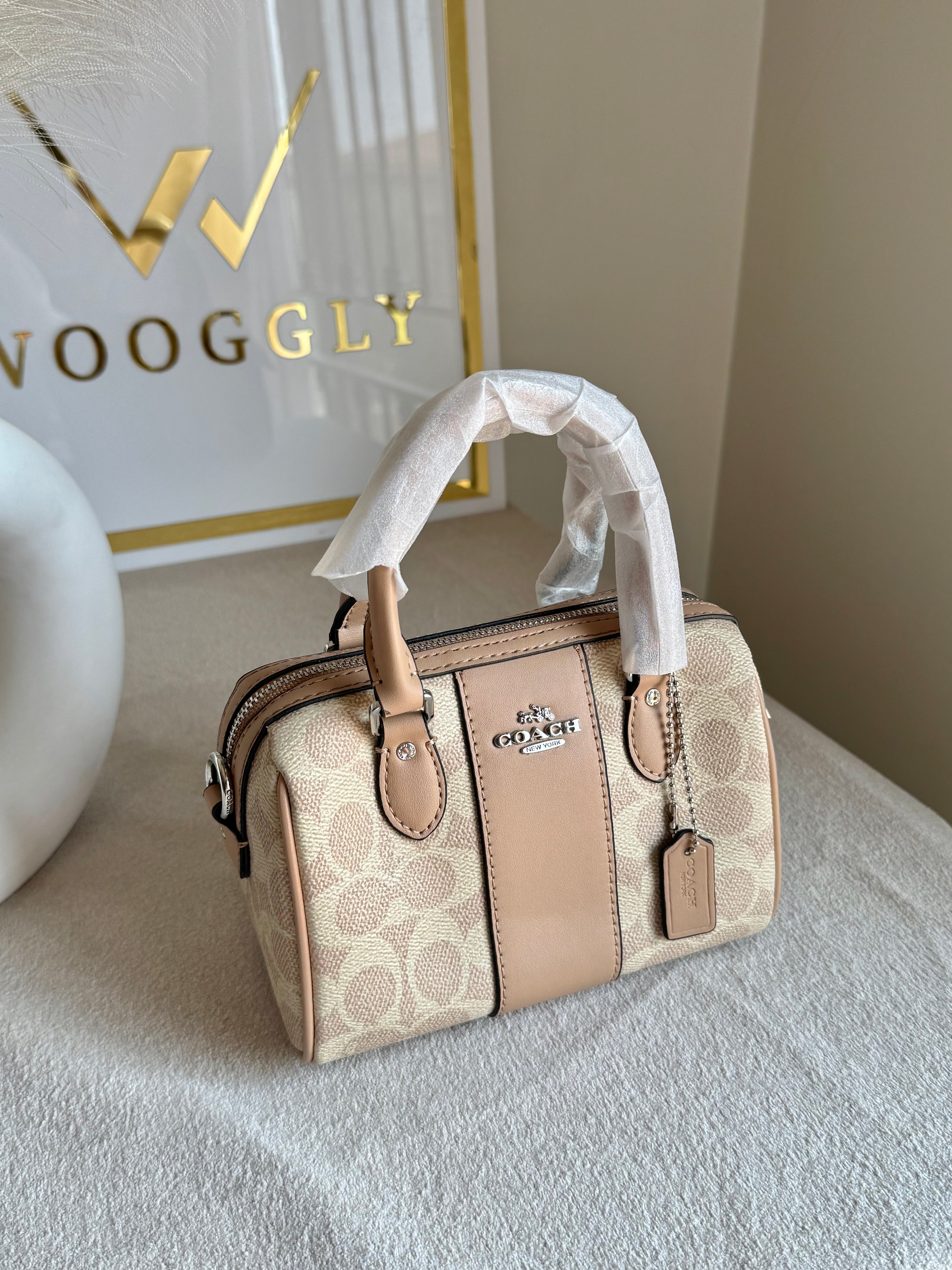 COACH Mini Duffle Bag PREMIUM with Long Strap (Beige) - BOX PACKING