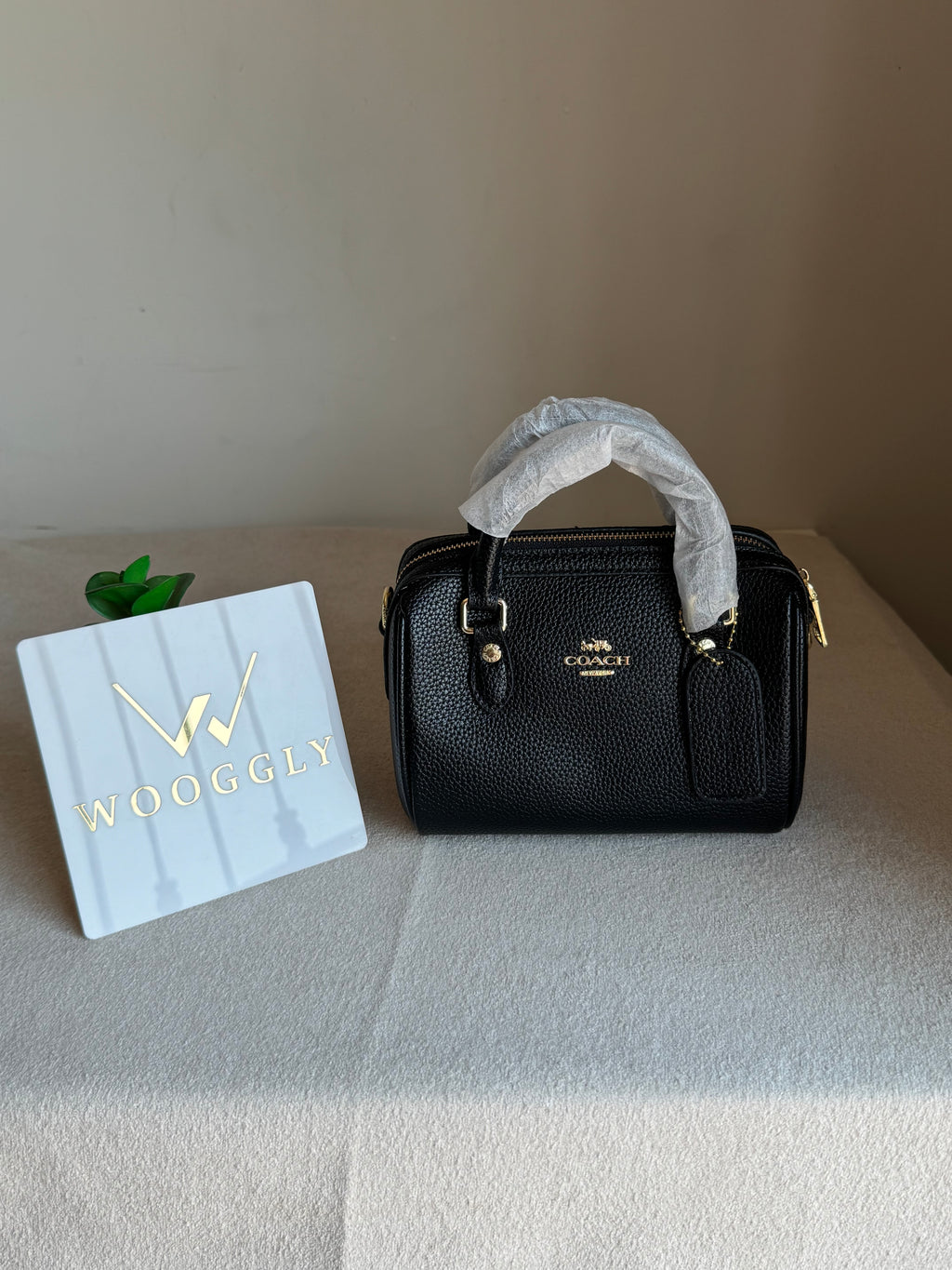 COACH Mini Duffle Bag PREMIUM with Long Strap BLACK - BOX PACKING