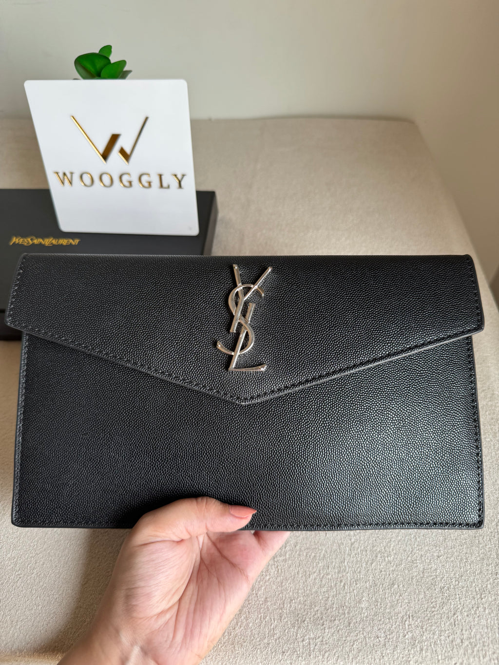 Premium Quality YSL Pouch with Box Packing - BLACK