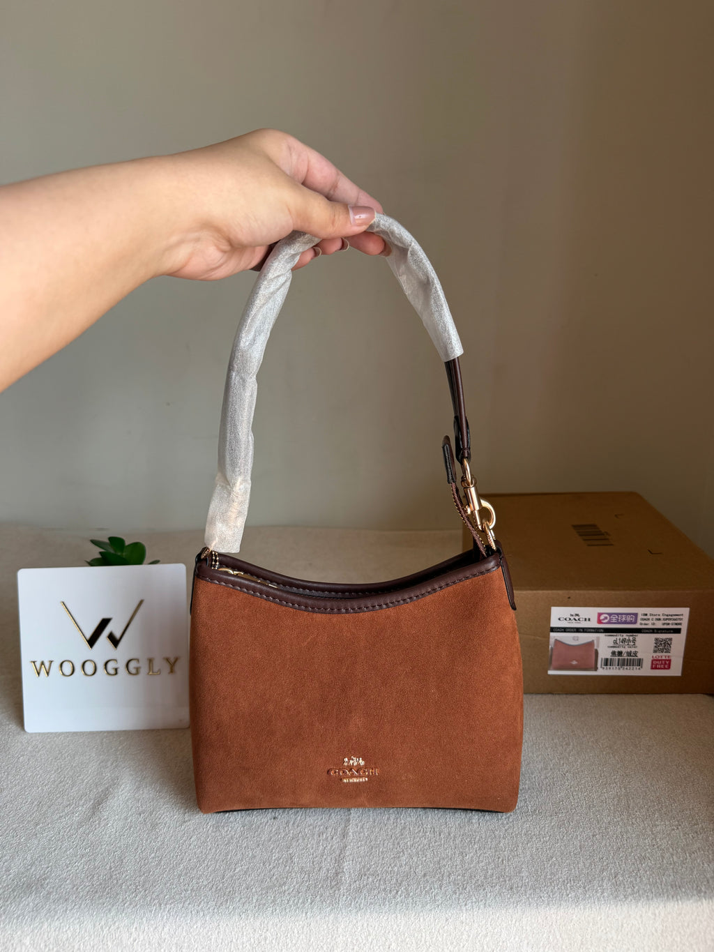 COACH PREMIUM Suede Shoulder Bag BROWN - BOX PACKING