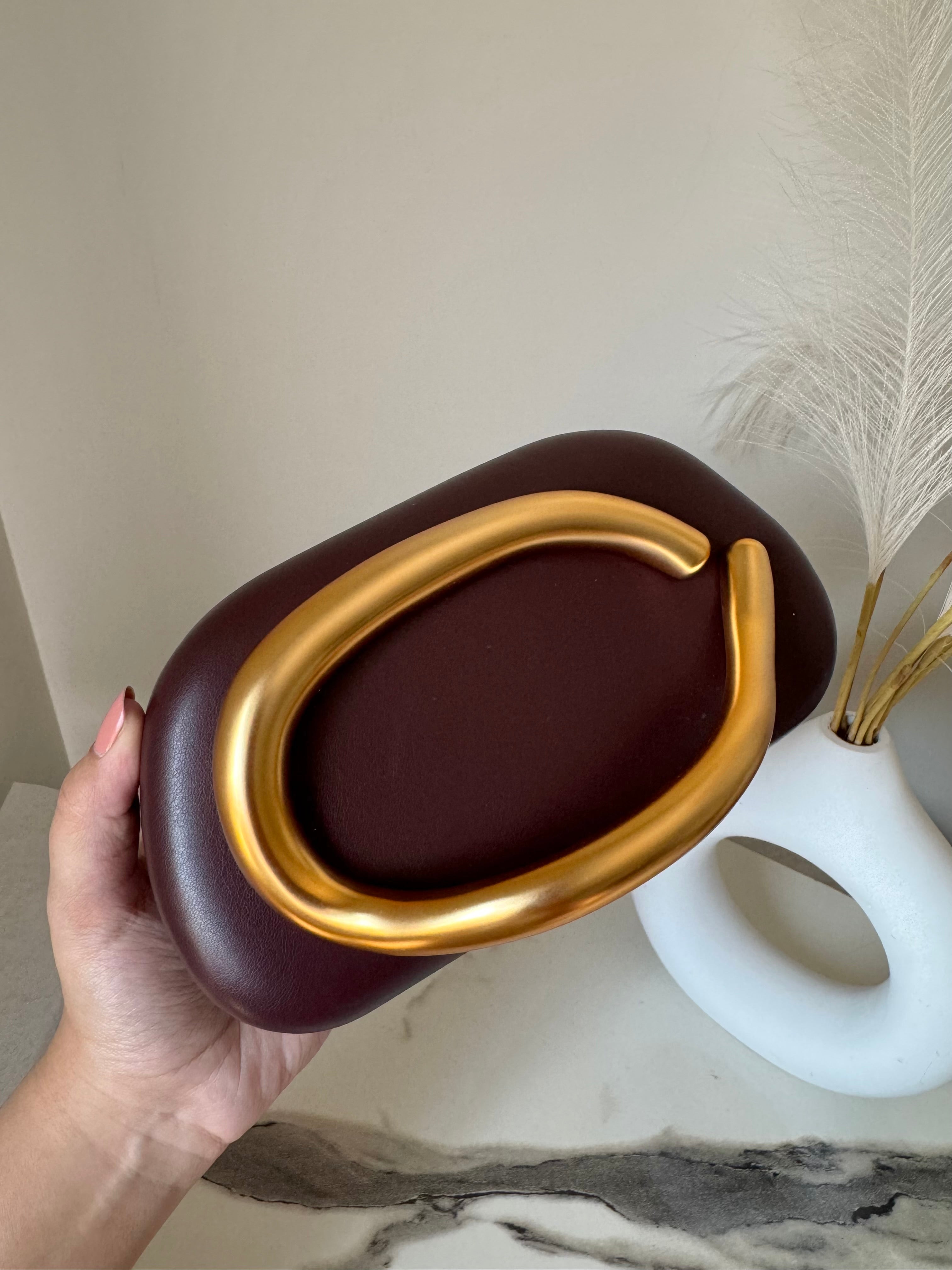 ZARA VIRAL CLUTCH with chain - Burgandy