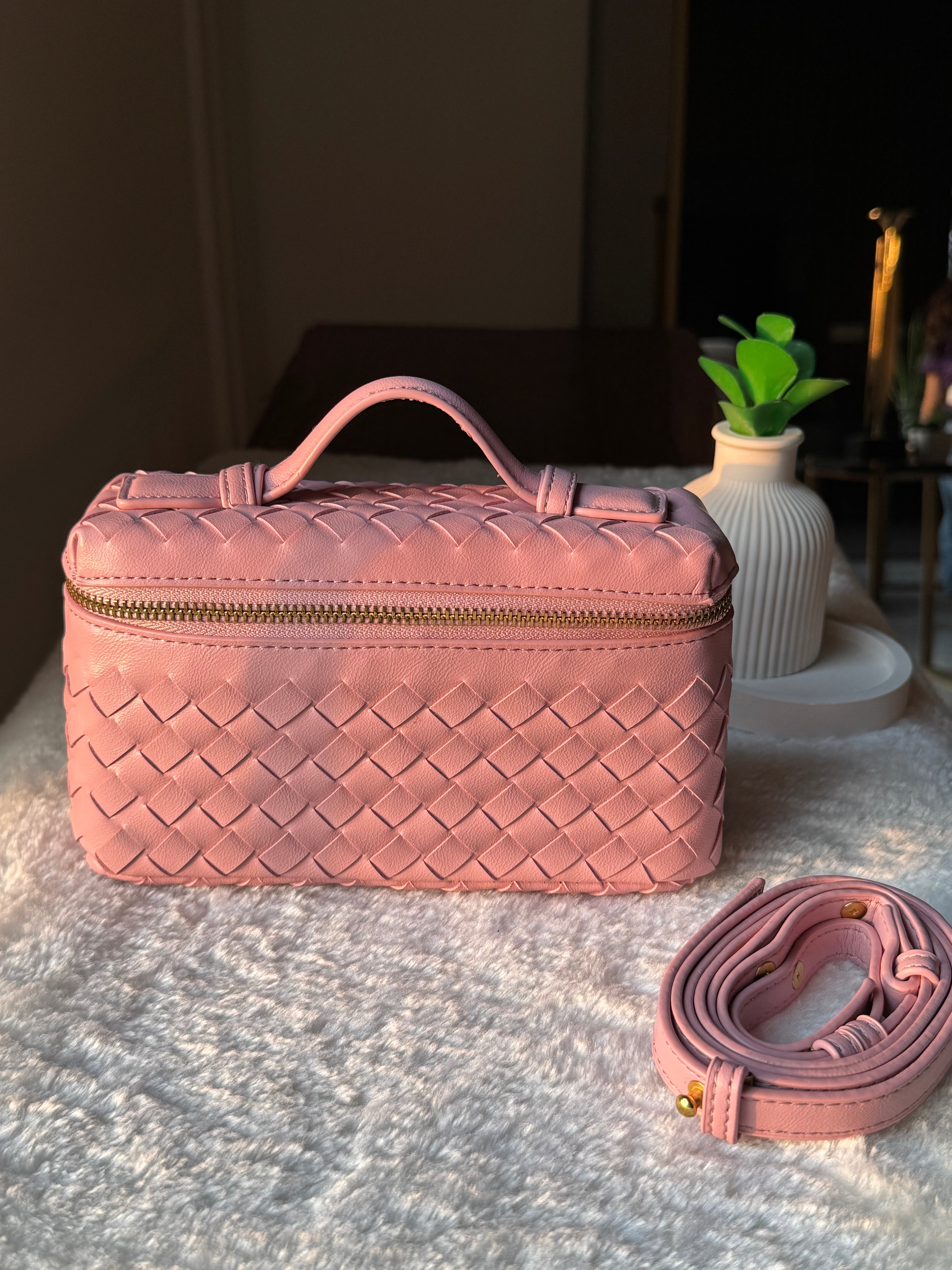 JW Pie Woven Bag with Long Strap (Pink)