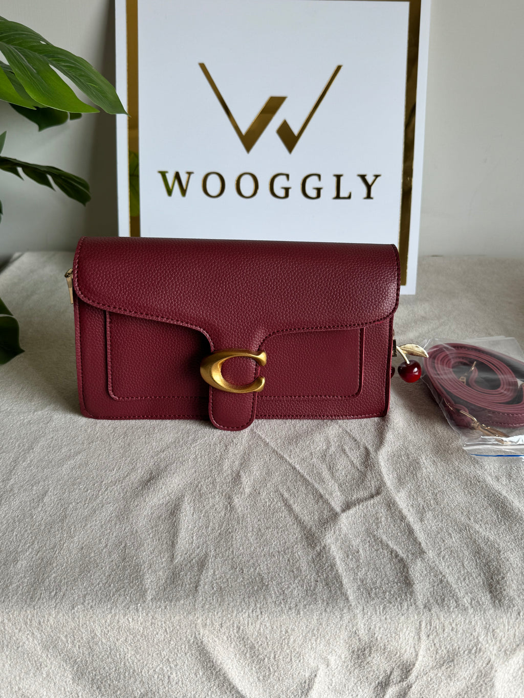 COACH TABBY with Coach Cherry Charm (Maroon)