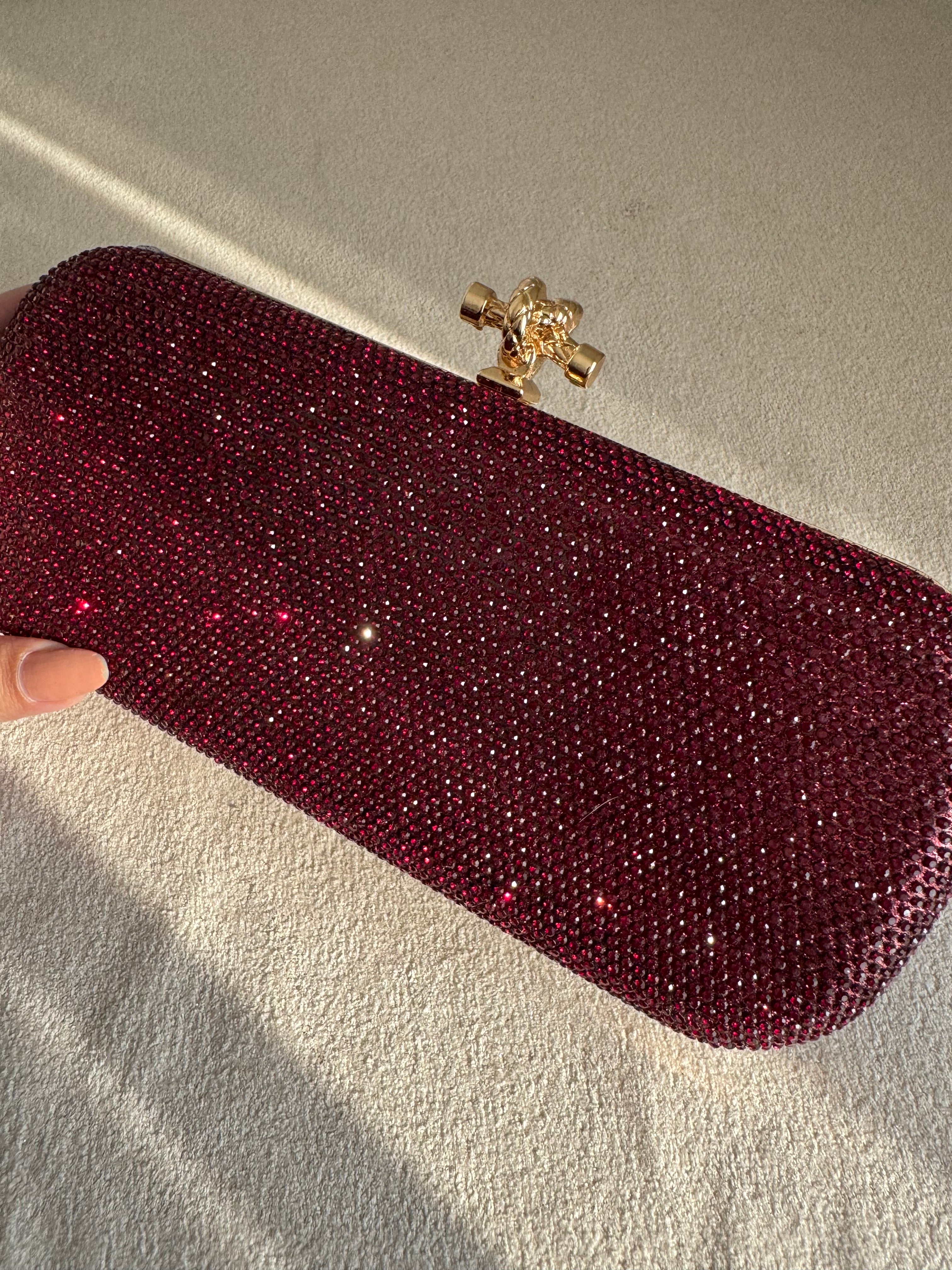 Bottega Shimmer Clutch - Red with Chain