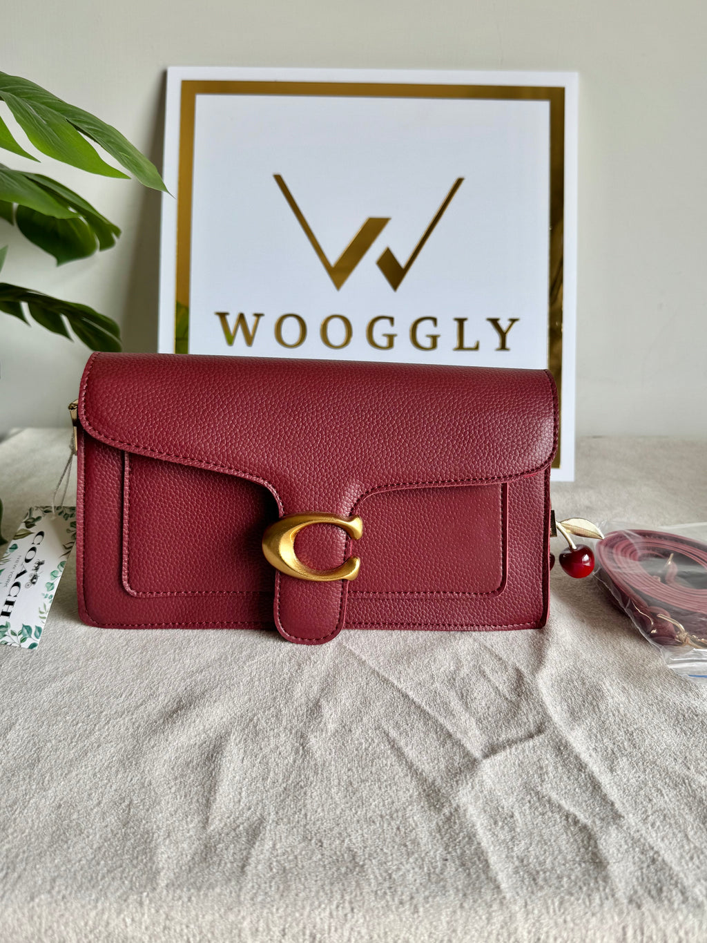 COACH TABBY with Coach Cherry Charm (Maroon)
