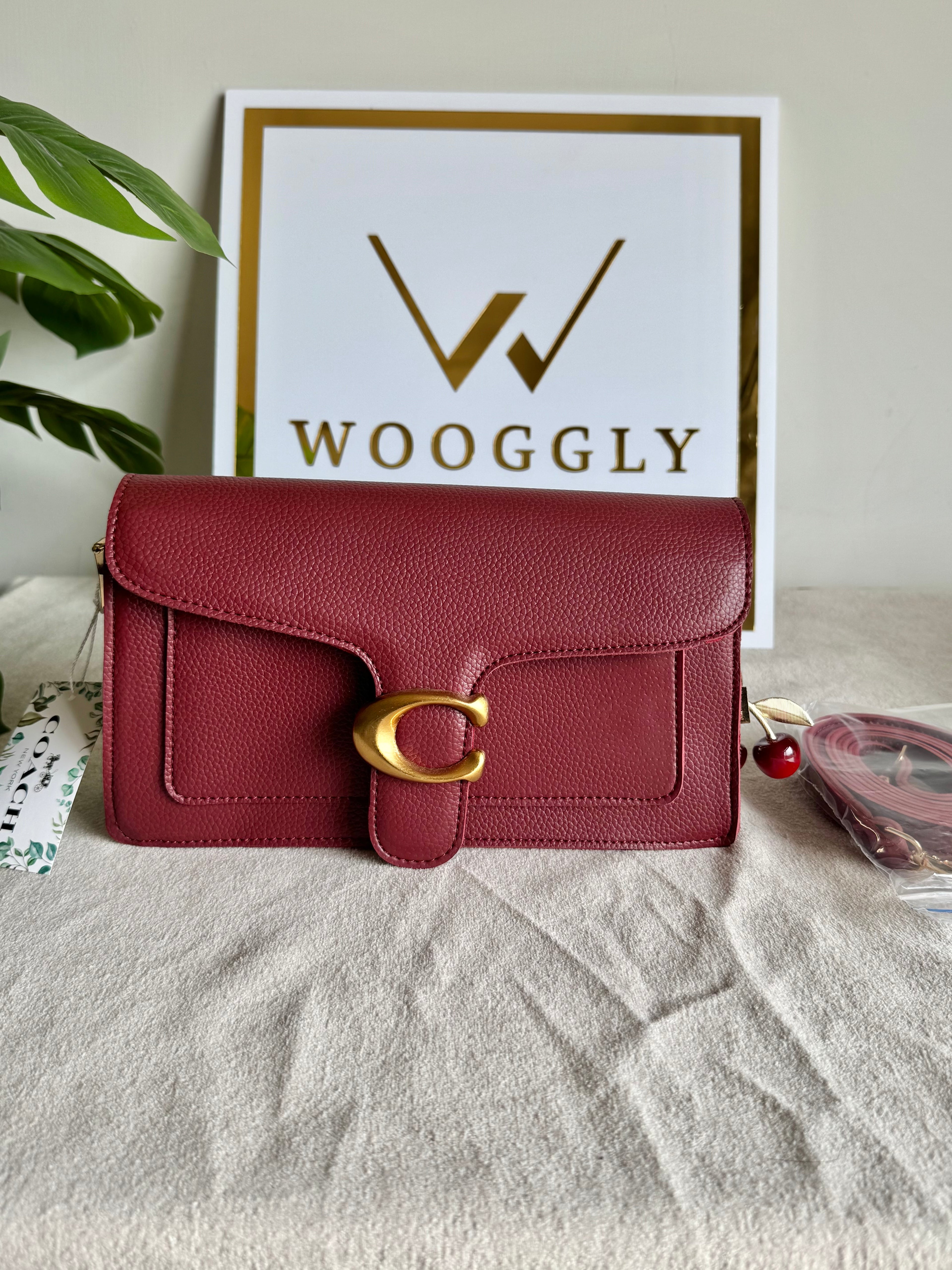 COACH TABBY with Coach Cherry Charm (Maroon)
