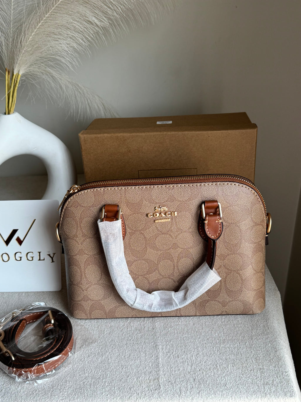 COACH PREMIUM Hand Bag (Apricot Brown) BOX PACKING