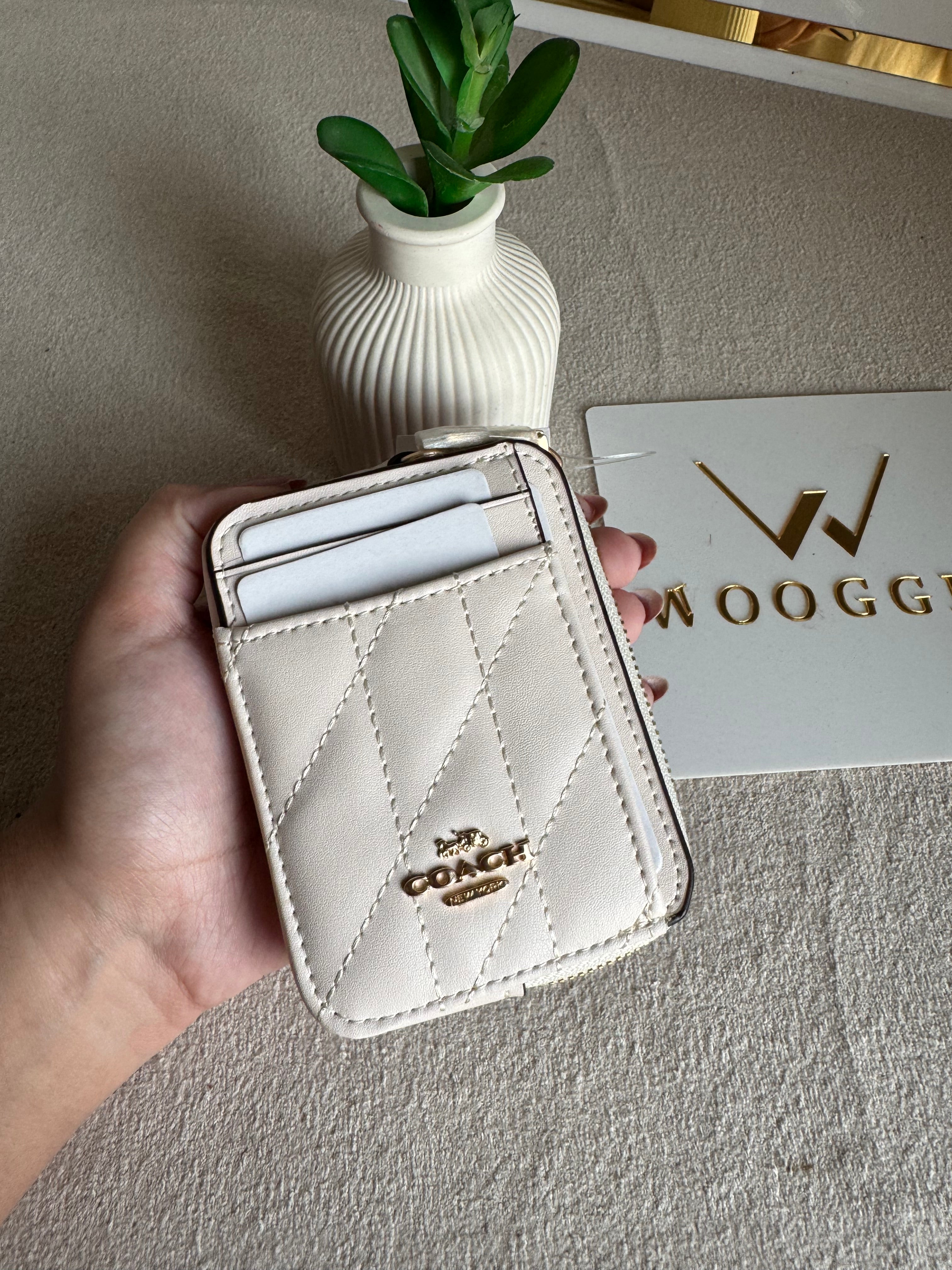 Coach Zip Card Case - Patterned White