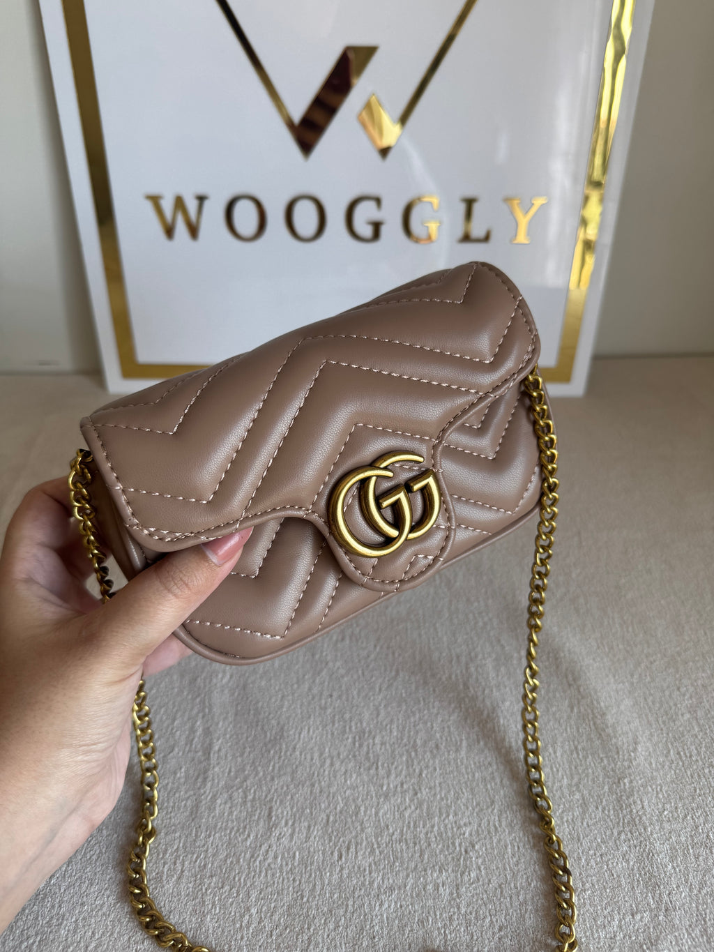 Gucci Signature Bag SMALL - Beige with Box Packing