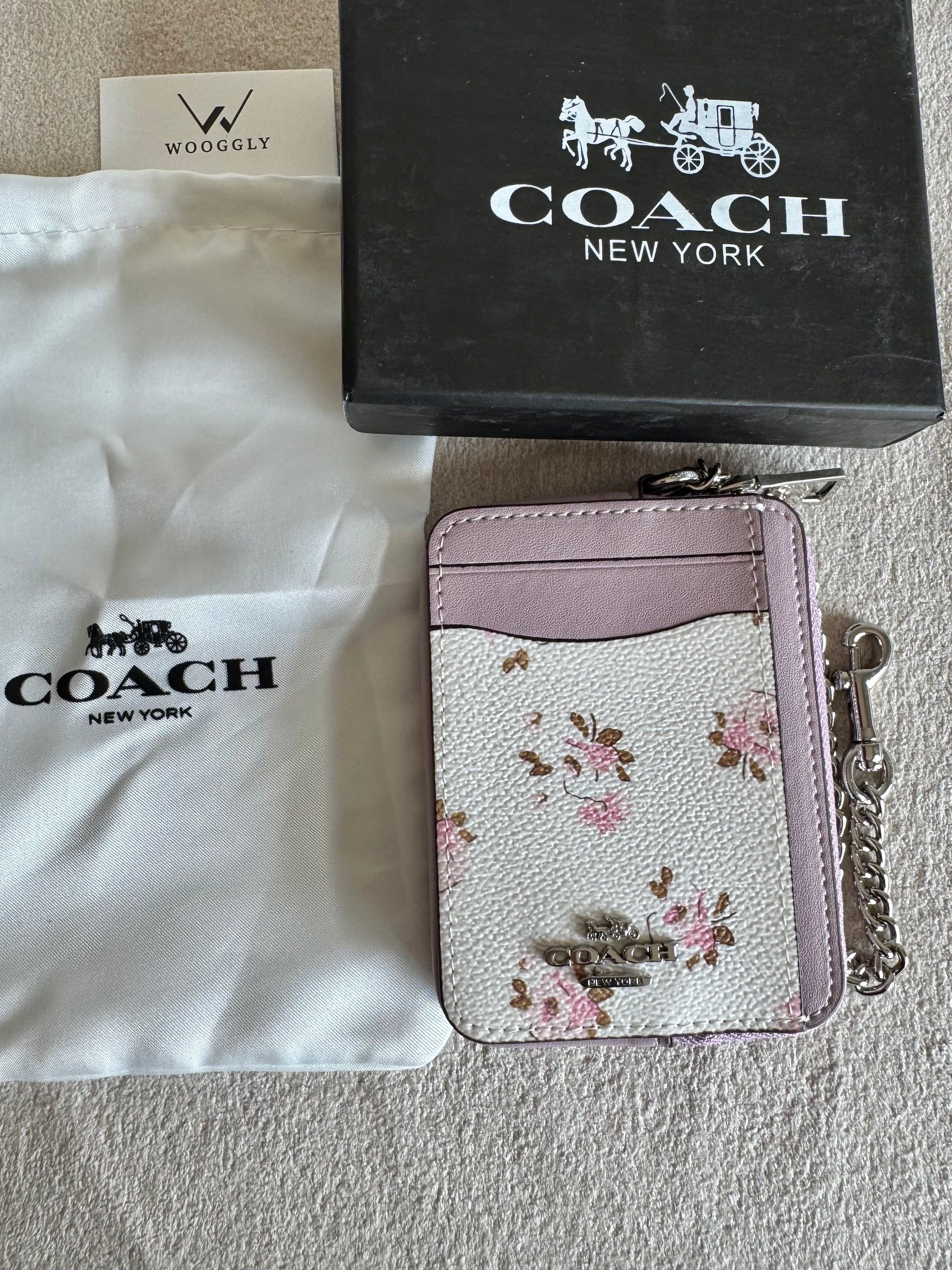 Coach Zip Card Case with Box Packing - Floral Lilac