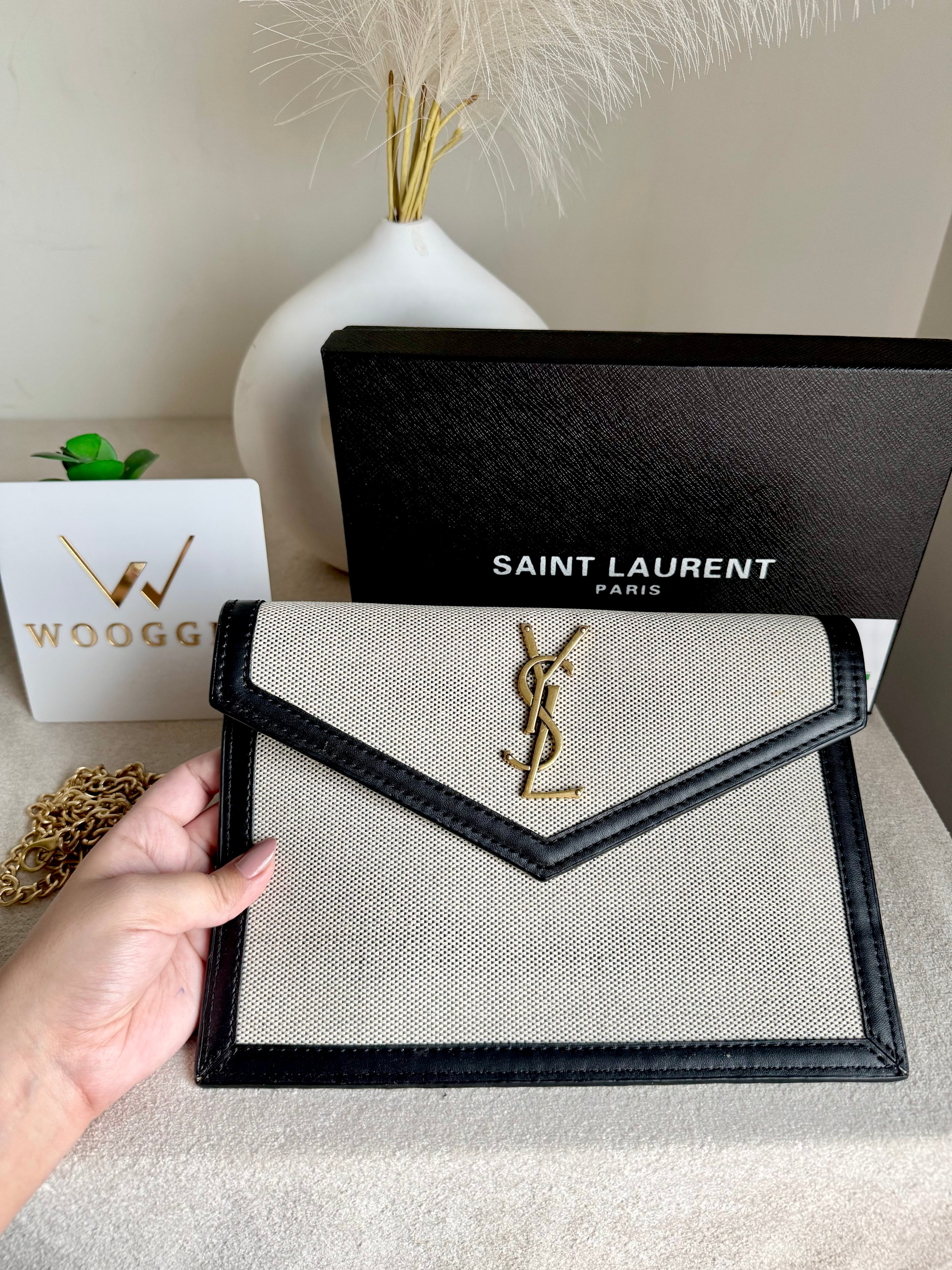 Premium Quality YSL Pouch with Box Packing - Statement Black