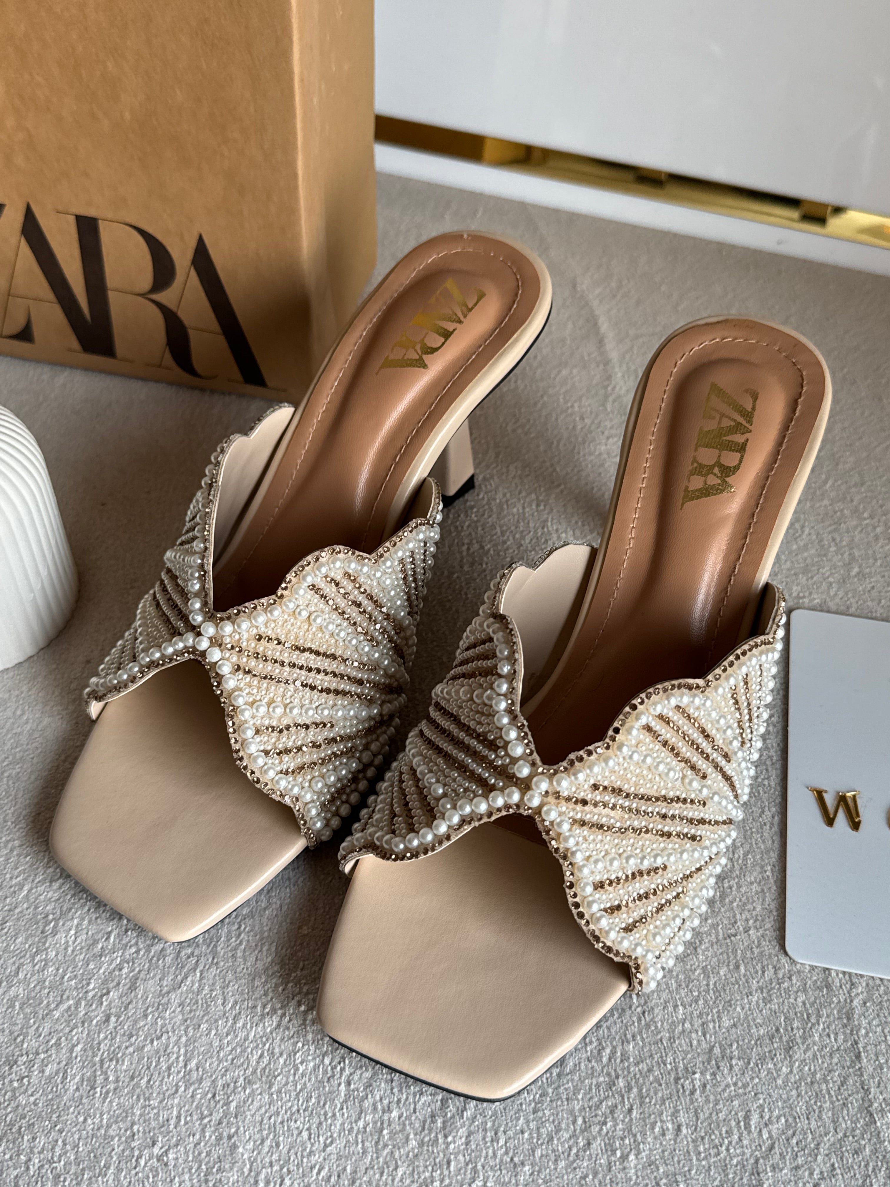Viral Zara Faux Heels BEIGE with Brand Box