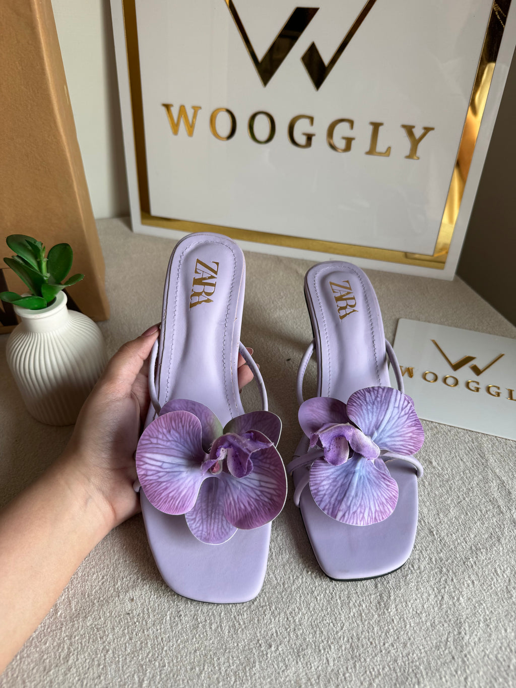 Zara Flower Heels LILAC - with Brand Box