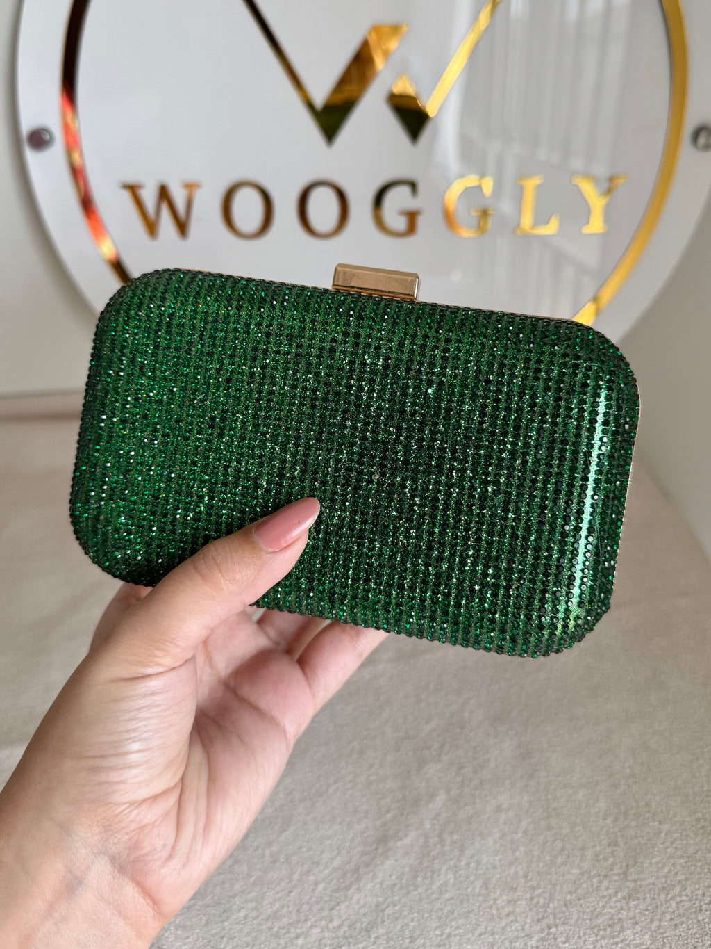Mehar Shimmer Clutch - Emerald Green