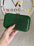 Mehar Shimmer Clutch - Emerald Green