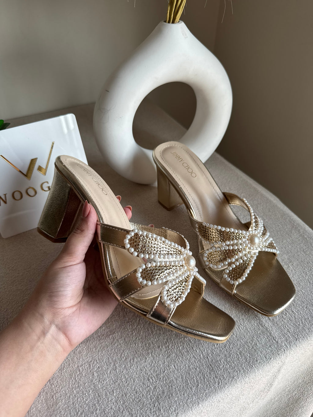 Jimmy Choo Pearl Heels - Champagne