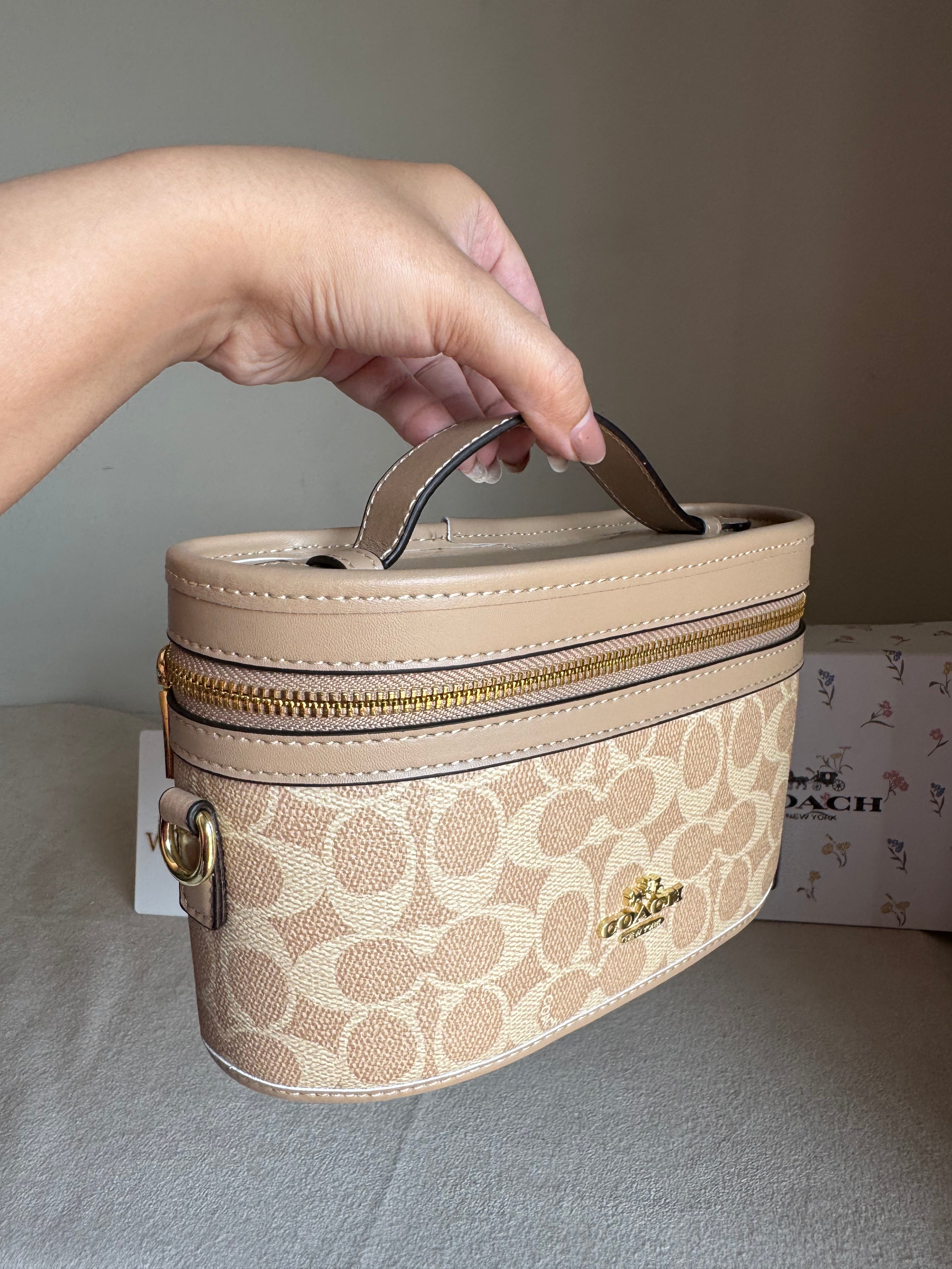 COACH Premium Bucket Bag (Signature Beige) with Long Strap - BOX PACKING