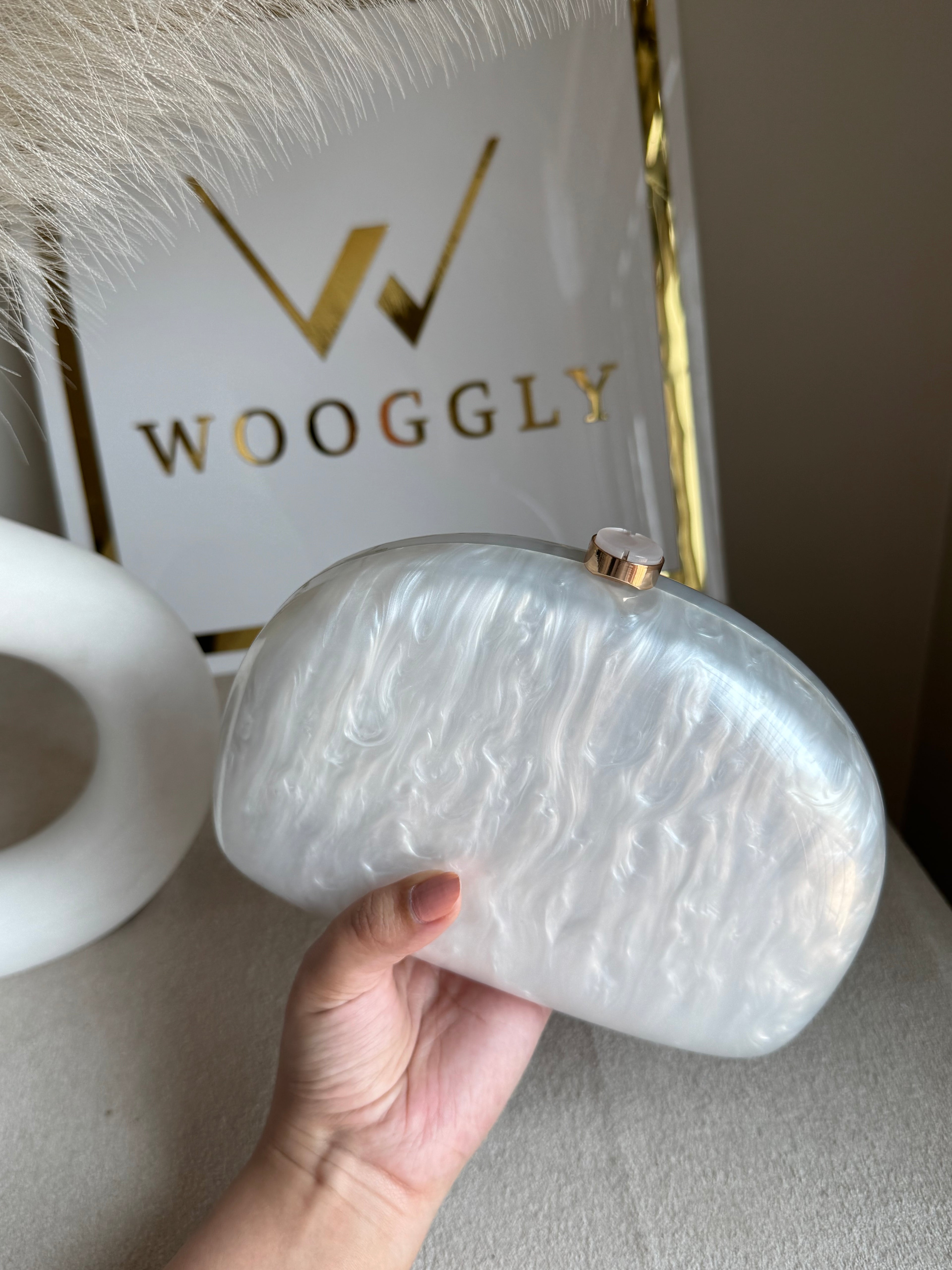 Marble Acrylic Clutch - Pearly