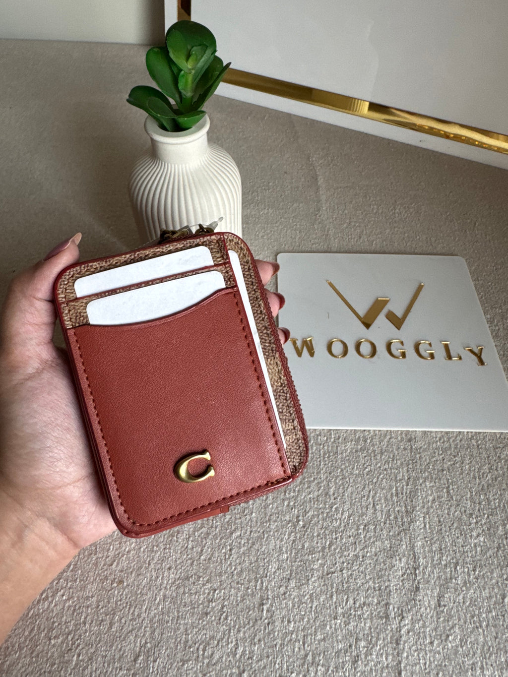 Coach Zip Card Case - Warm Brown