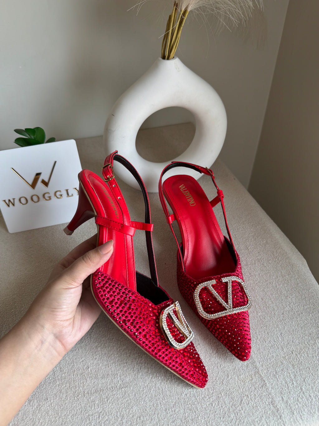Essential Valentino Red Diamontee Heels