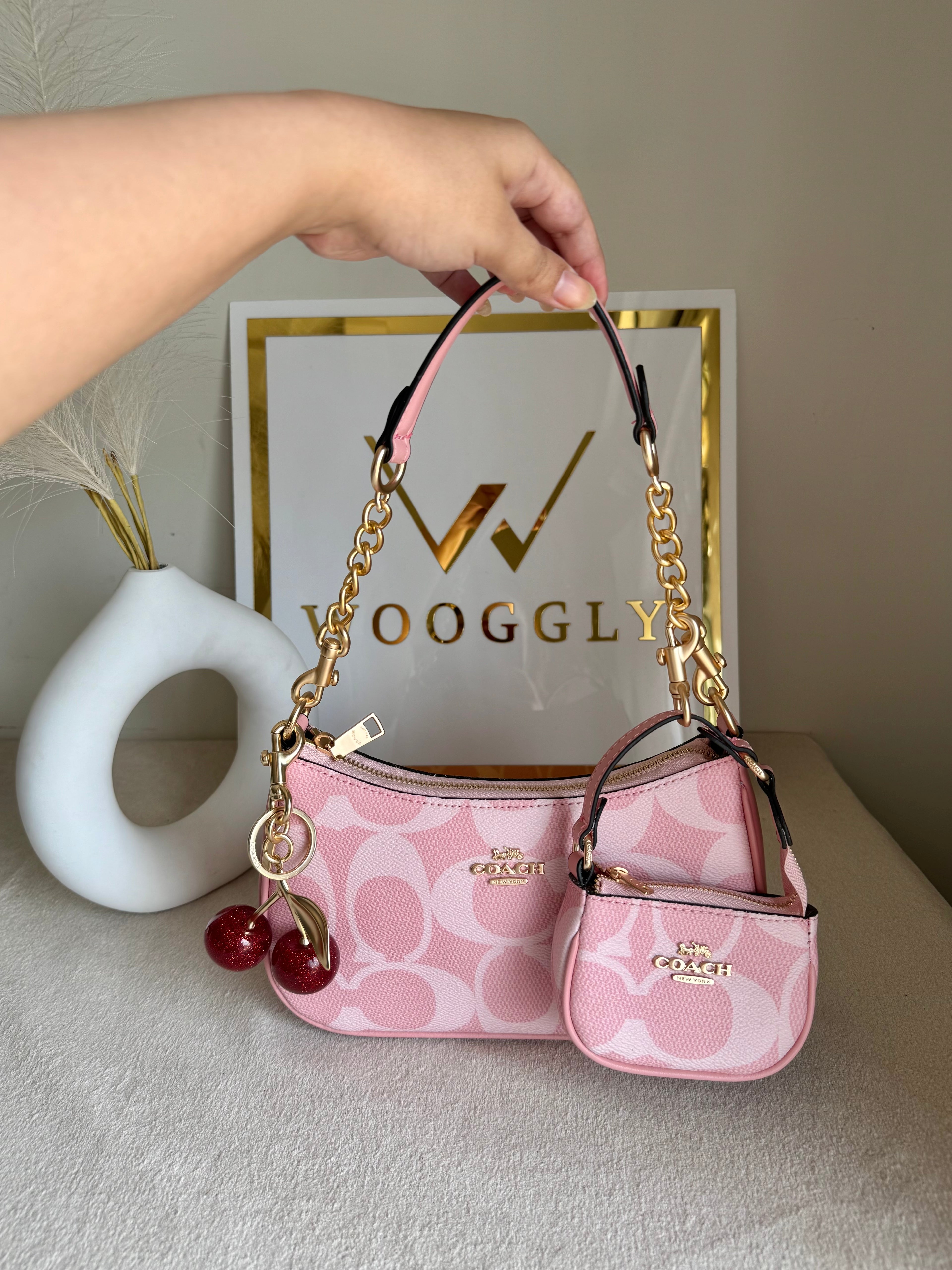 COACH Teri Gift Box with Baby Teri Charm & Coach Cherry Charm - PINK