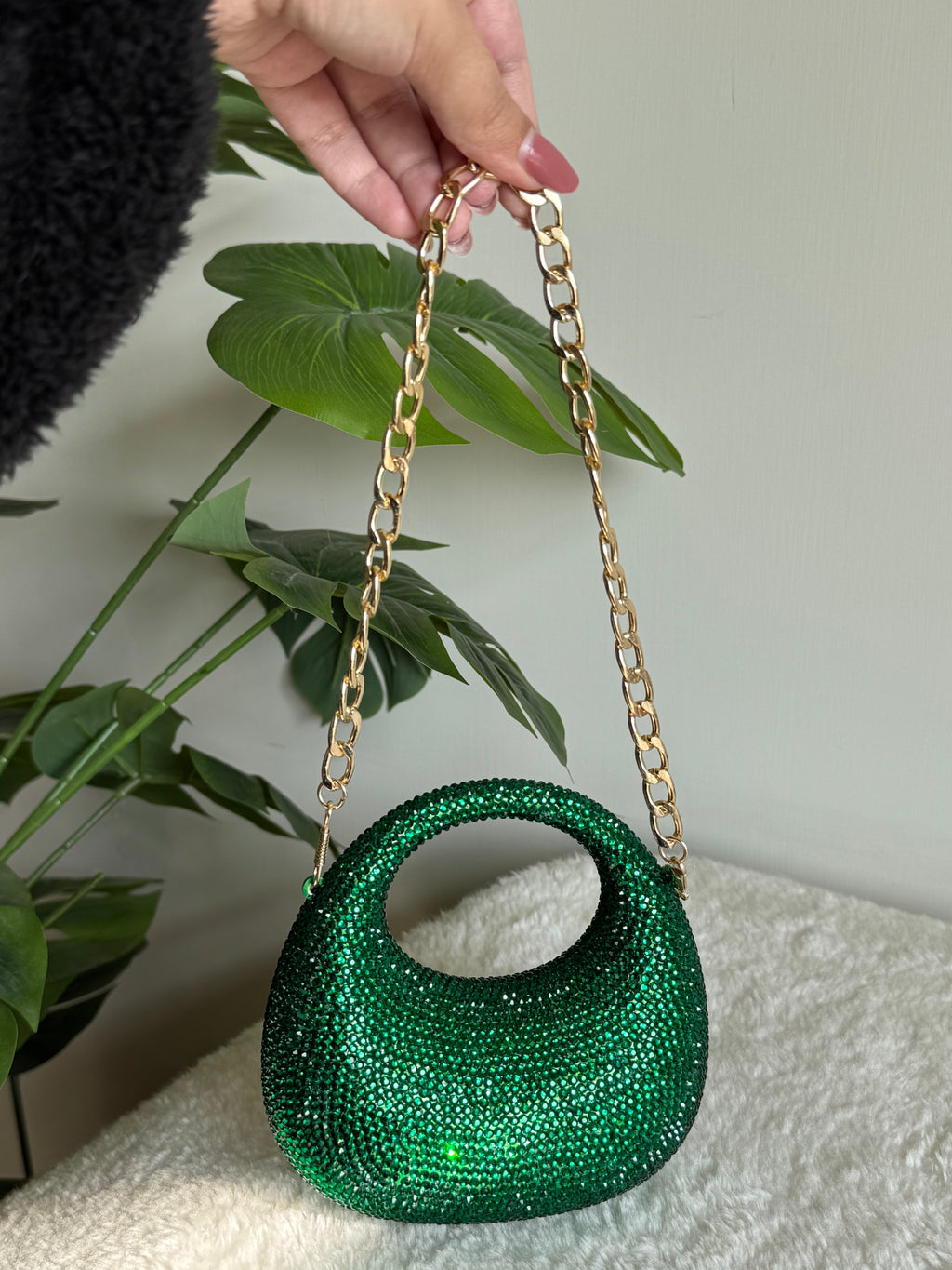 Viral Swarovski Metallic Clutch - Mini Emerald Green