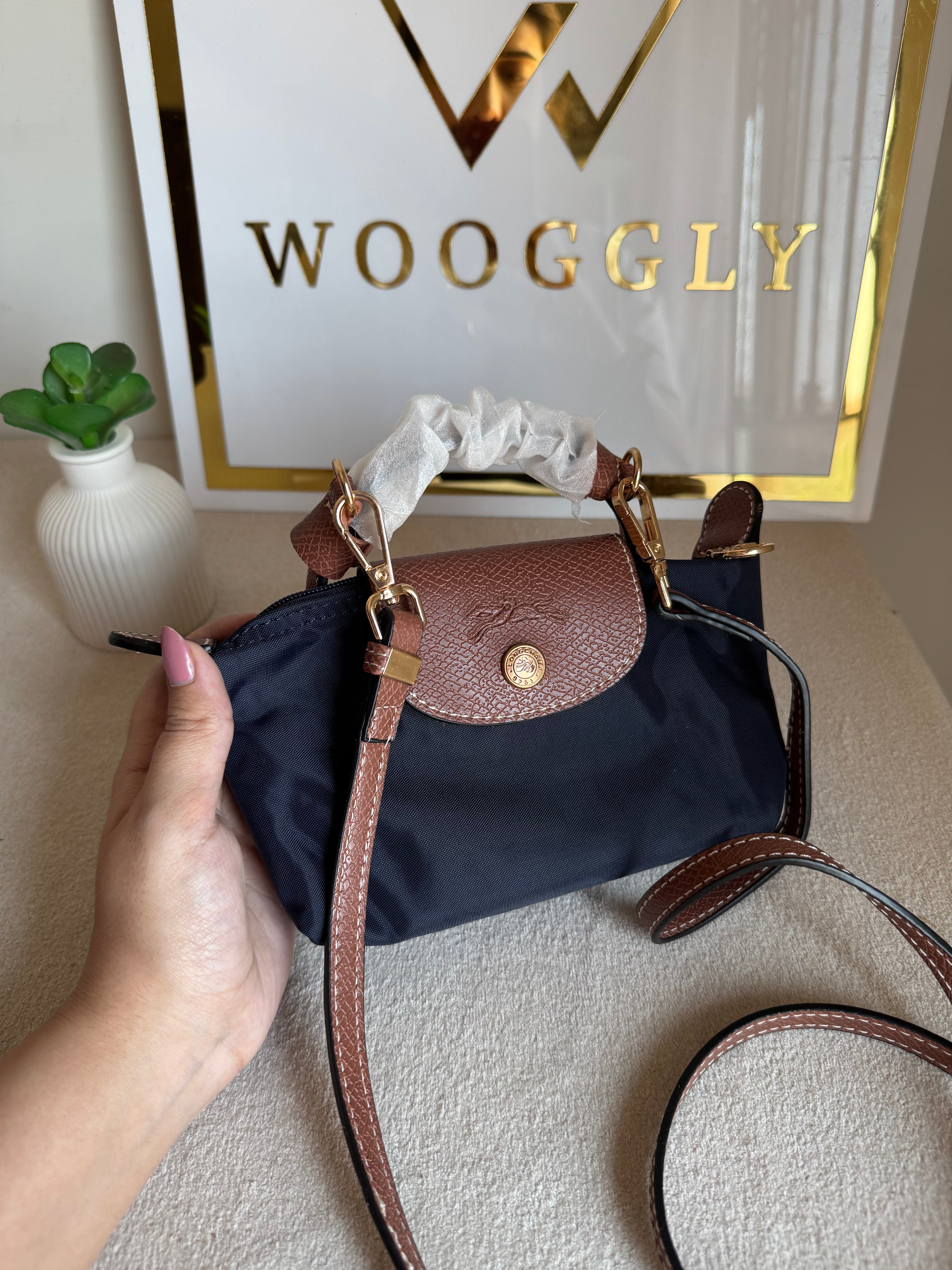 Premium LongChamp Crossbody Bag with Strap - Blue (WITH BRAND LOGO)