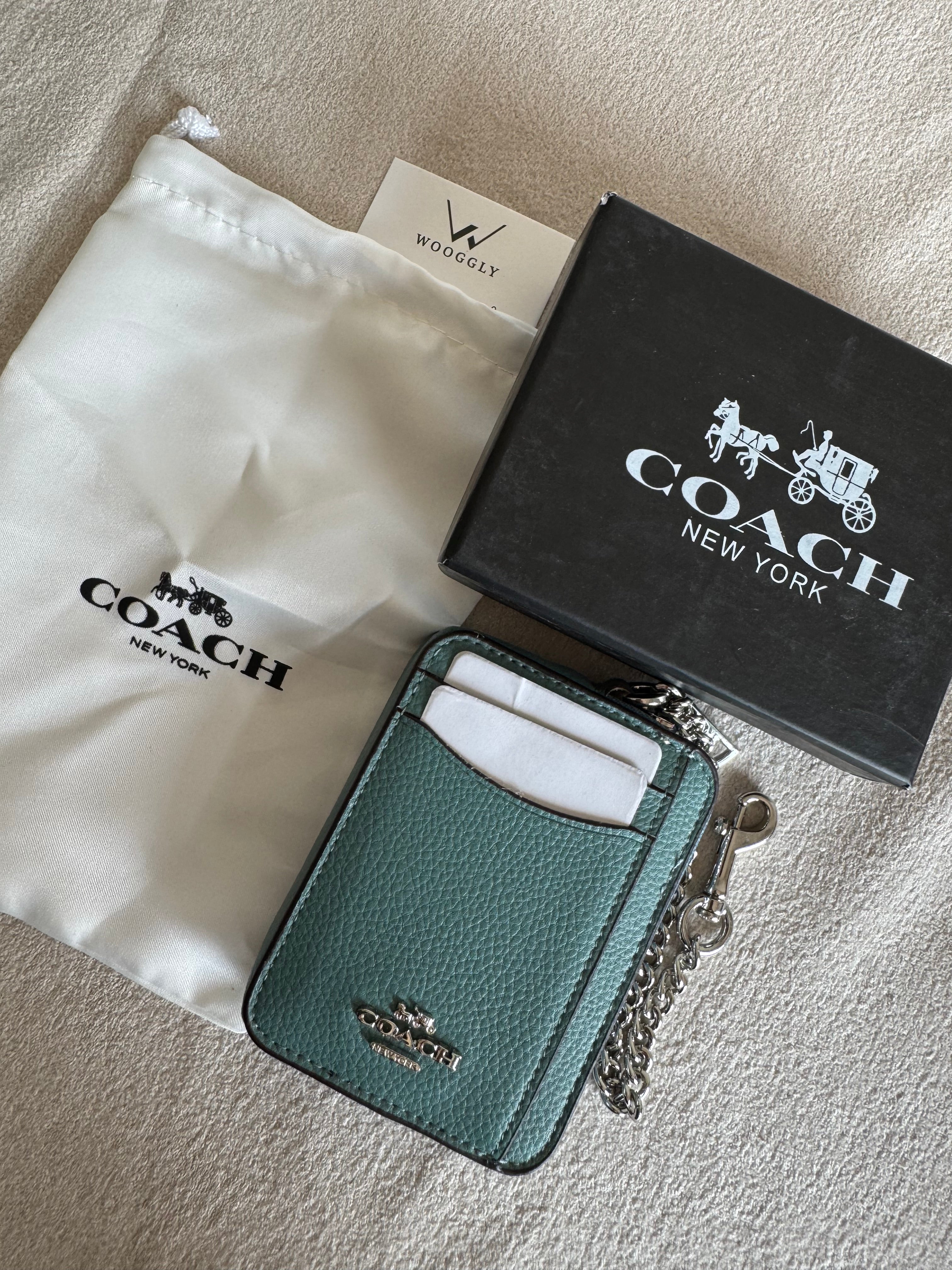 Coach Zip Card Case with Box Packing - Solid Turquoise