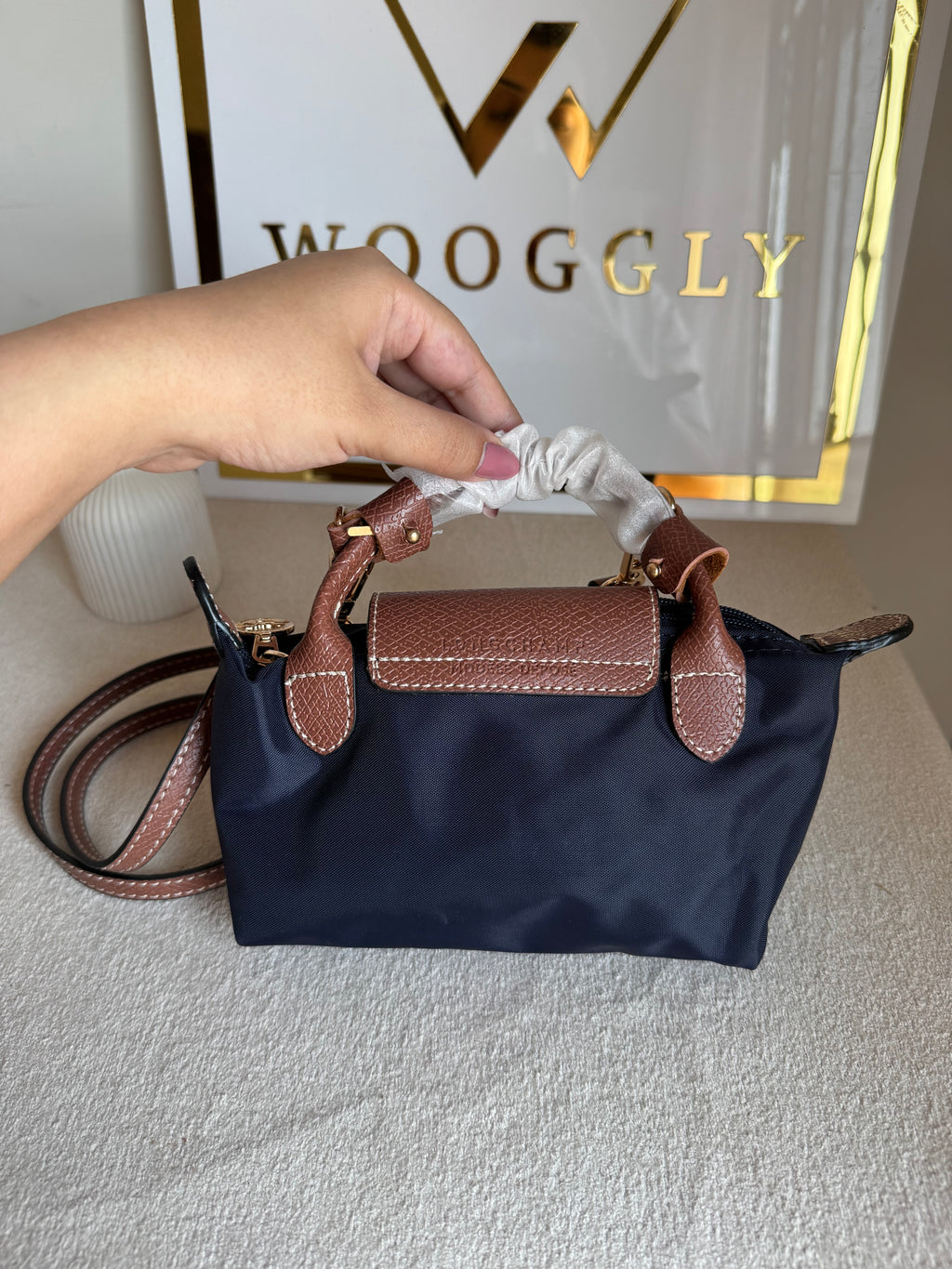 Premium LongChamp Crossbody Bag with Strap - Blue (WITH BRAND LOGO)
