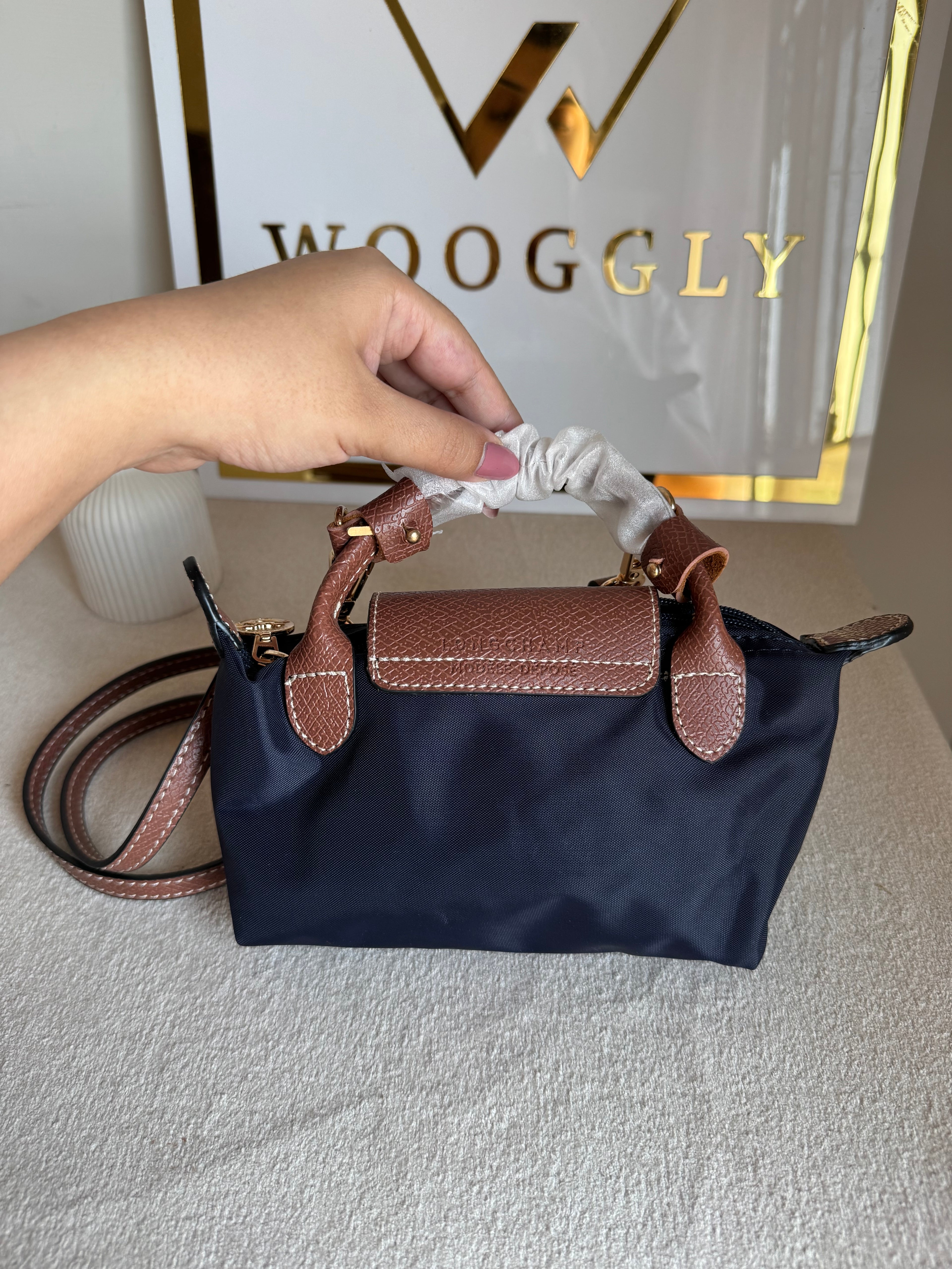 Premium LongChamp Crossbody Bag with Strap - Blue (WITH BRAND LOGO)