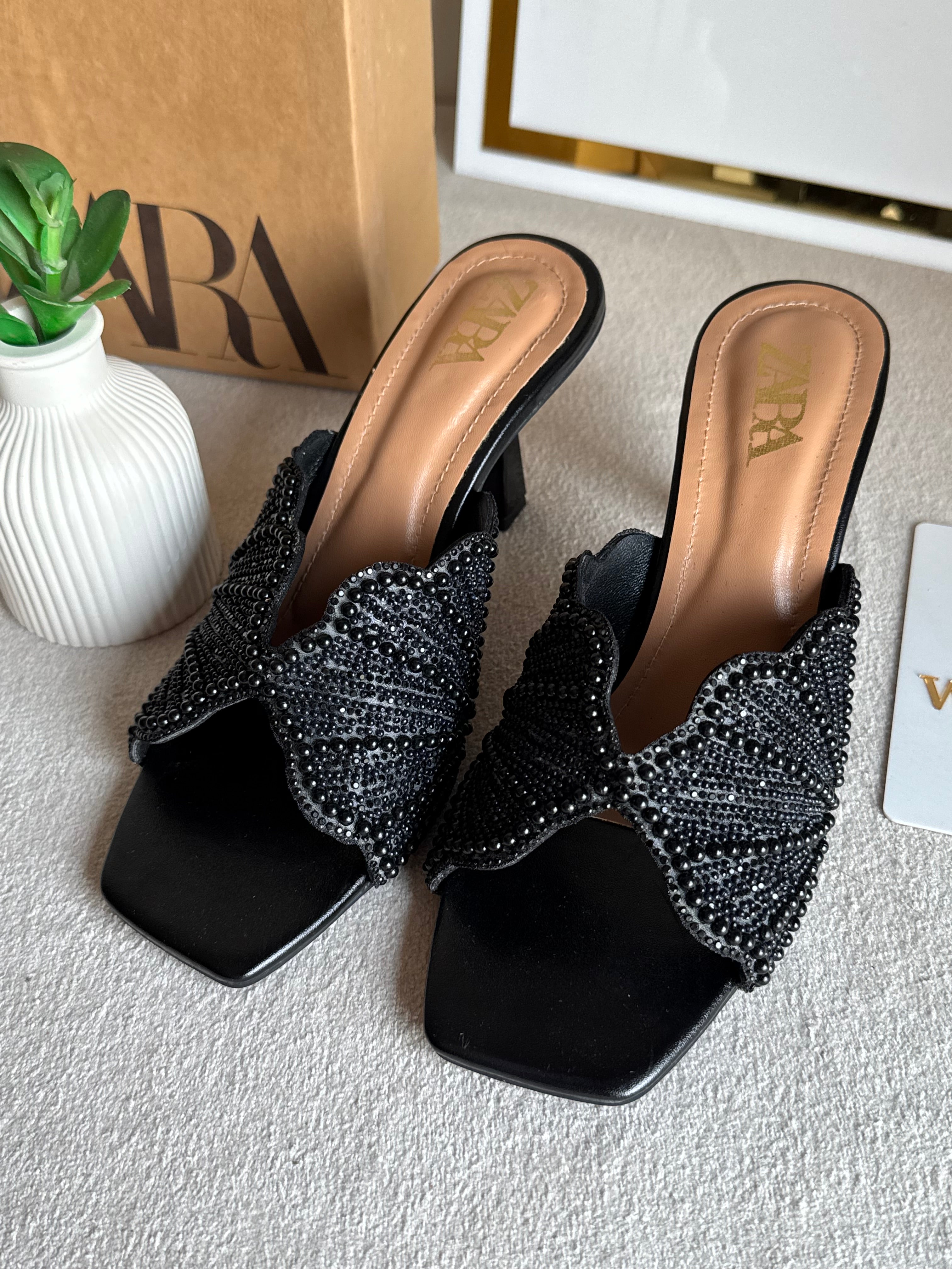 Viral Zara Faux Heels BLACK with Brand Box