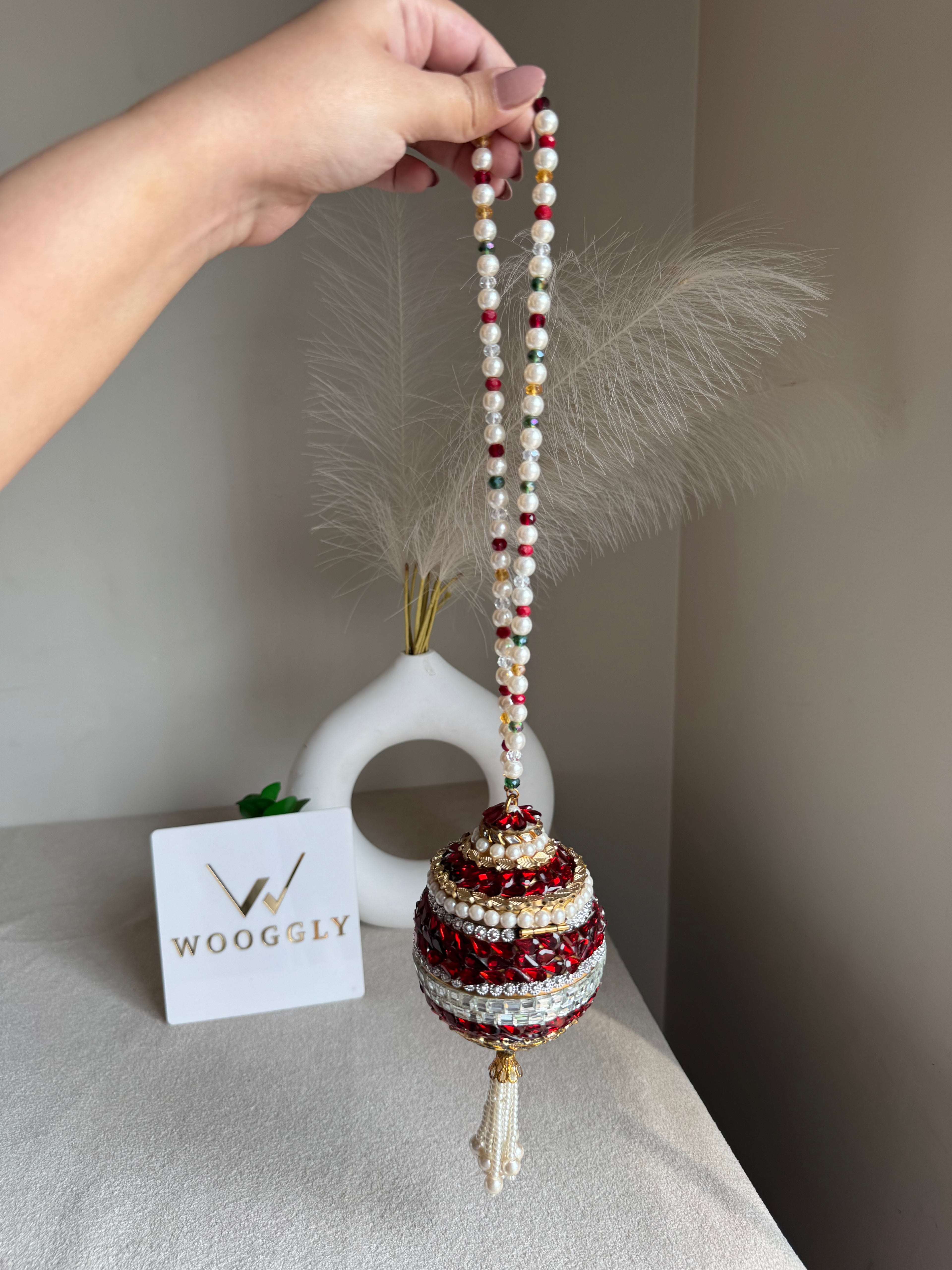 Turkish Potli - Reddish Kundan