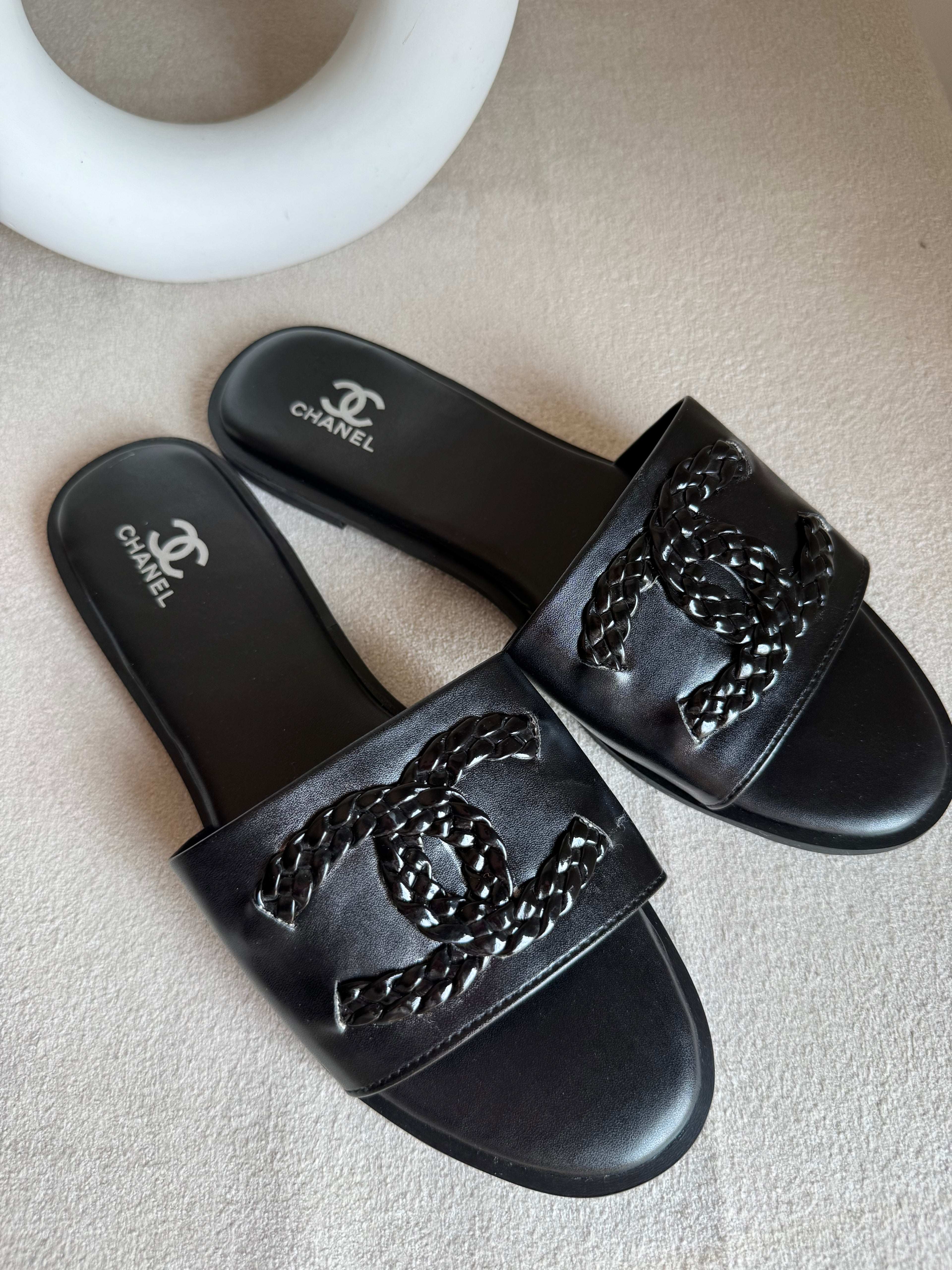 Chanel Essential Black Slides