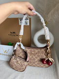 COACH Teri Gift Box with Baby Teri Charm & Coach Cherry Charm - Apricot Brown