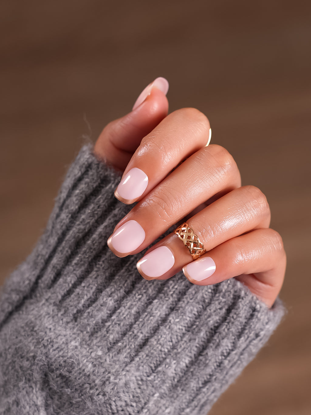 Pink & Gold Press On Nails - 24 Pieces Complete Kit