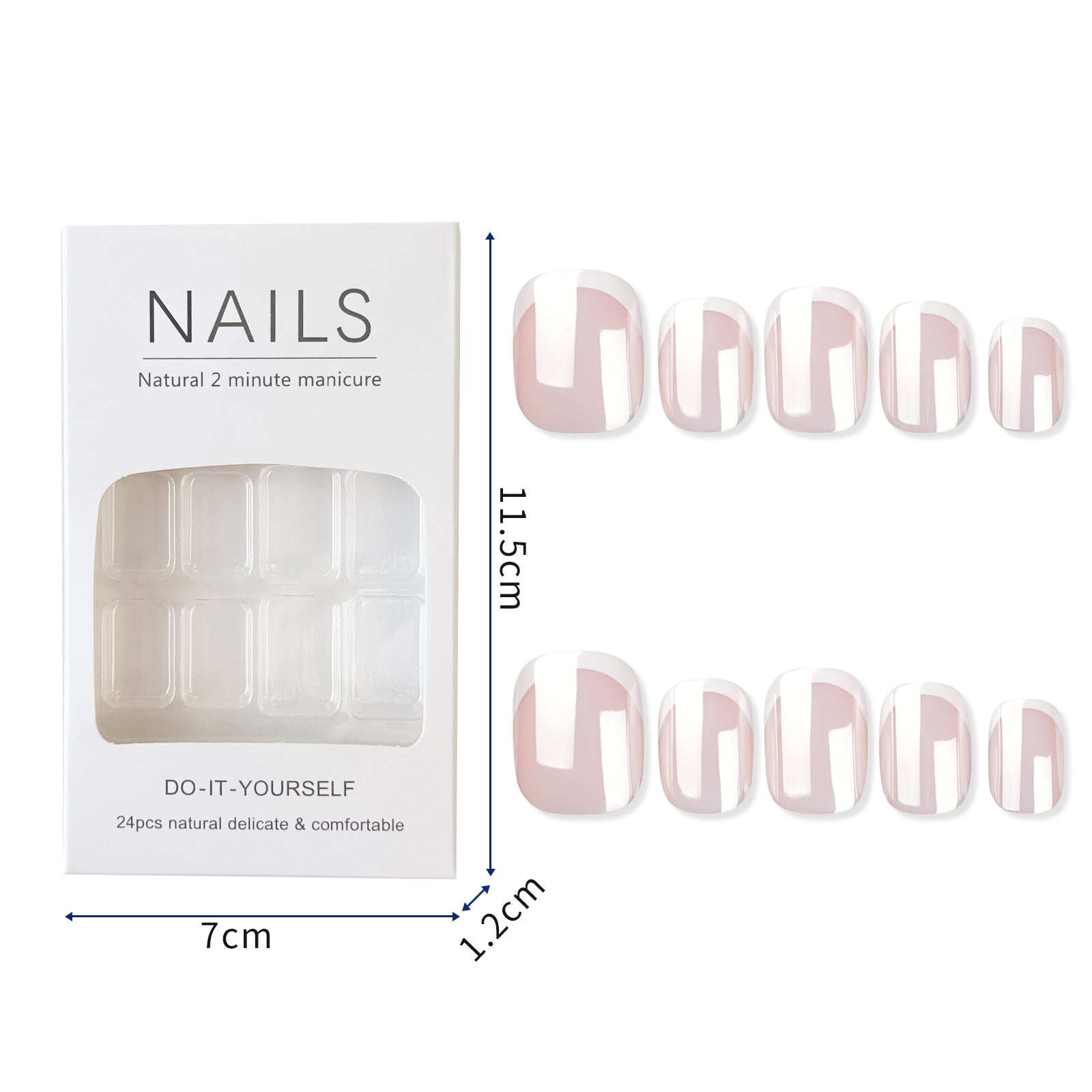 Glow with French Press On Nails - 24 Pieces Complete Kit
